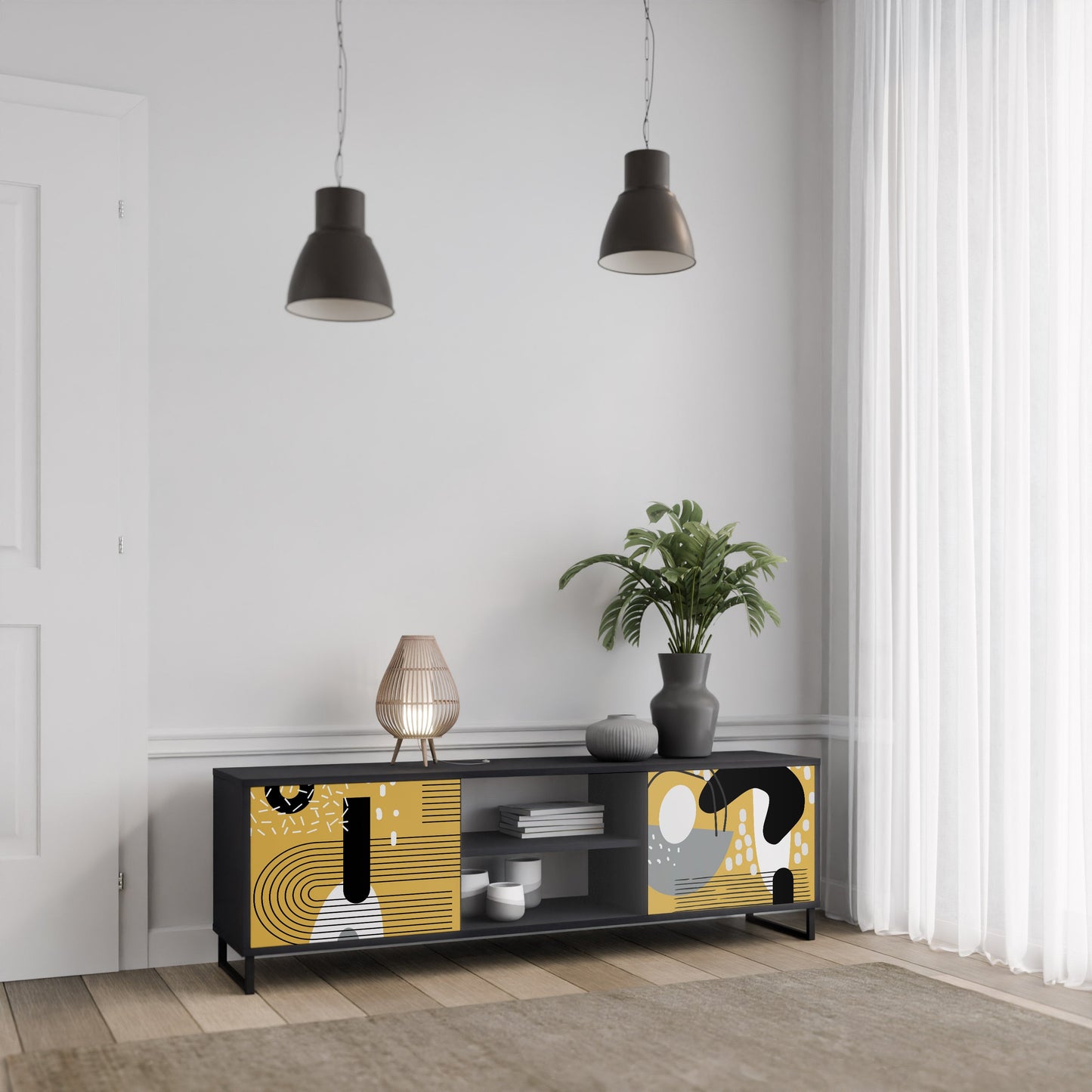 Mobile TV SHAPESHIFT SYMPHONY a 2 ante con finitura nera