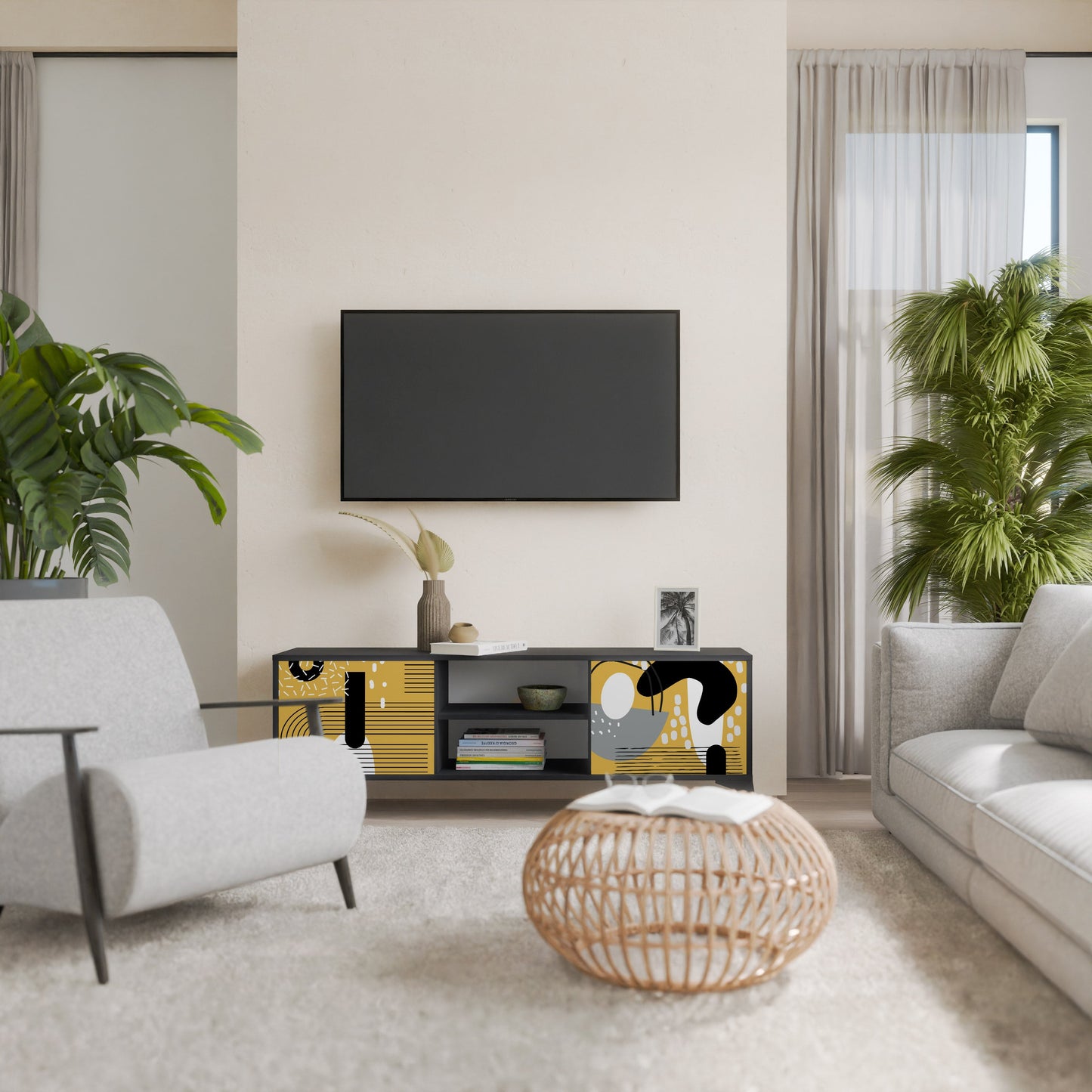 Mobile TV SHAPESHIFT SYMPHONY a 2 ante con finitura nera