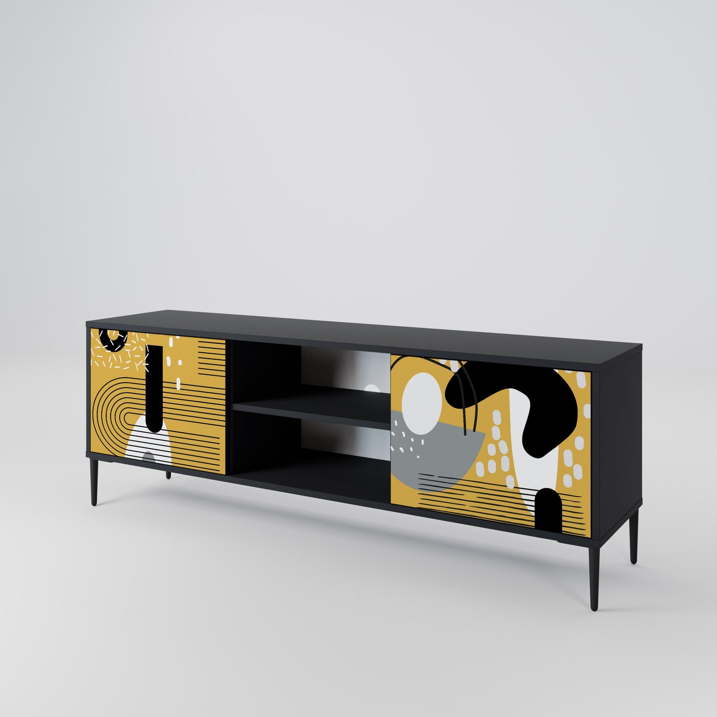 Mobile TV SHAPESHIFT SYMPHONY a 2 ante con finitura nera