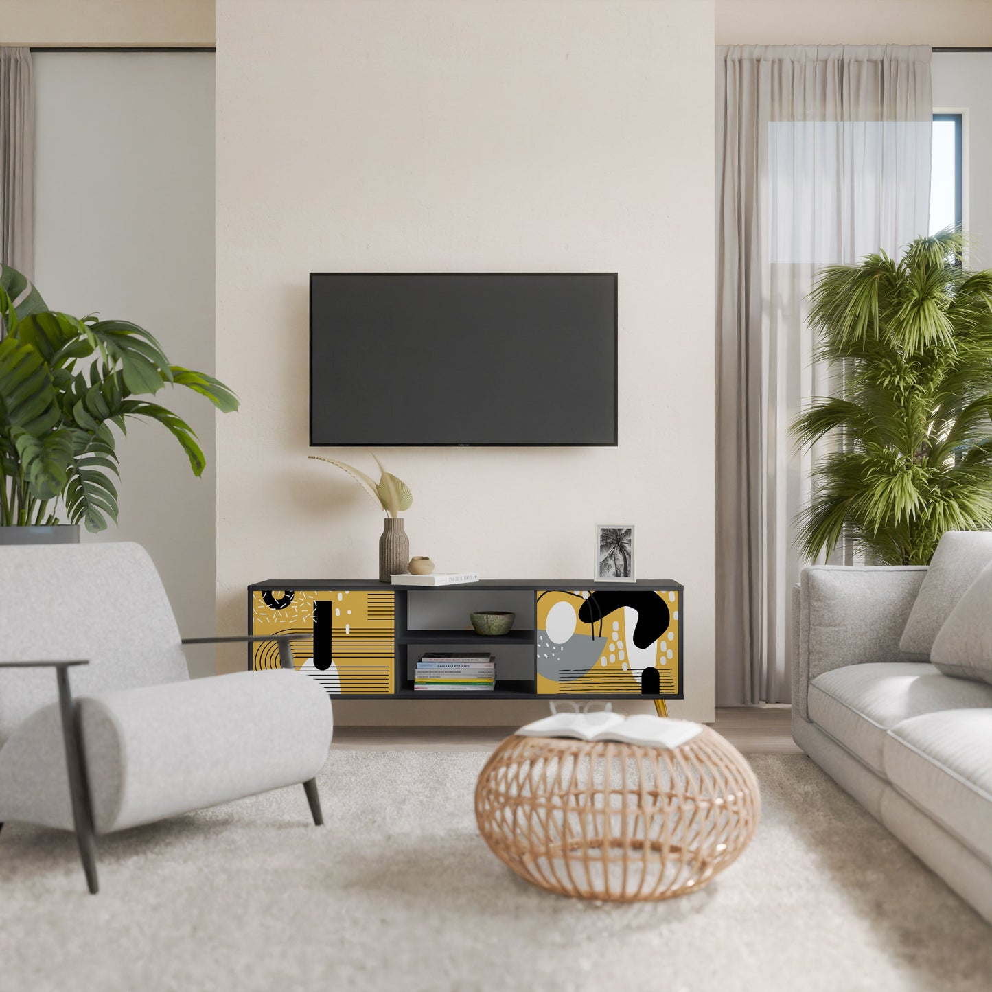Mobile TV SHAPESHIFT SYMPHONY a 2 ante con finitura nera