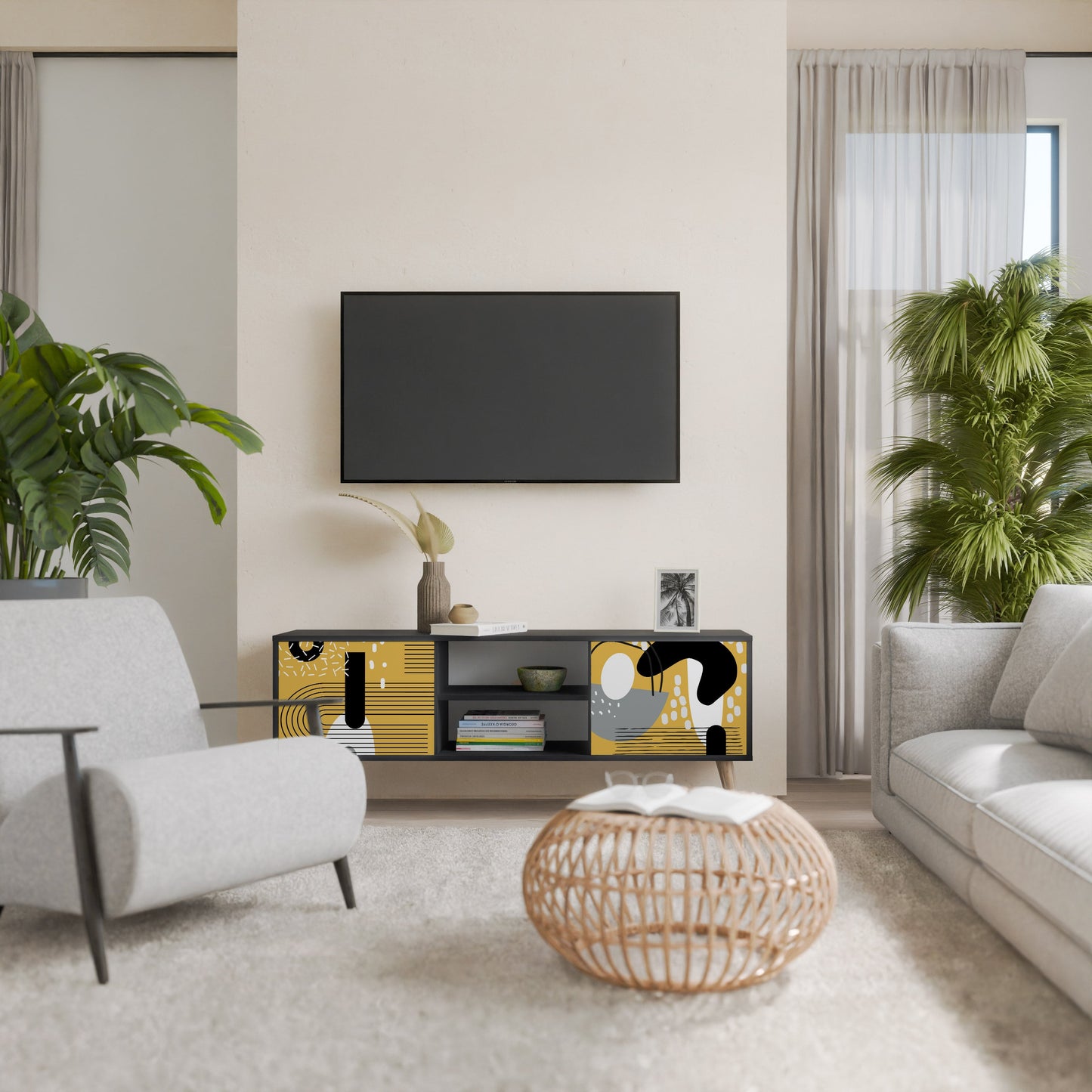 Mobile TV SHAPESHIFT SYMPHONY a 2 ante con finitura nera