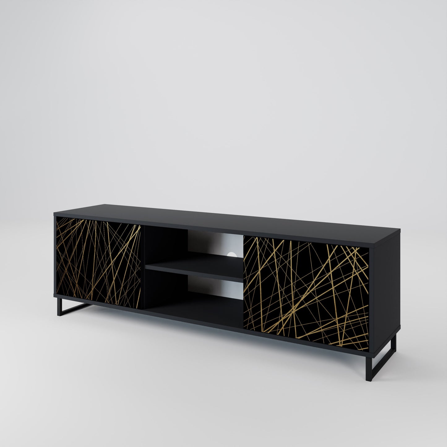 Mobile TV BRIGHT MESH a 2 ante con finitura nera