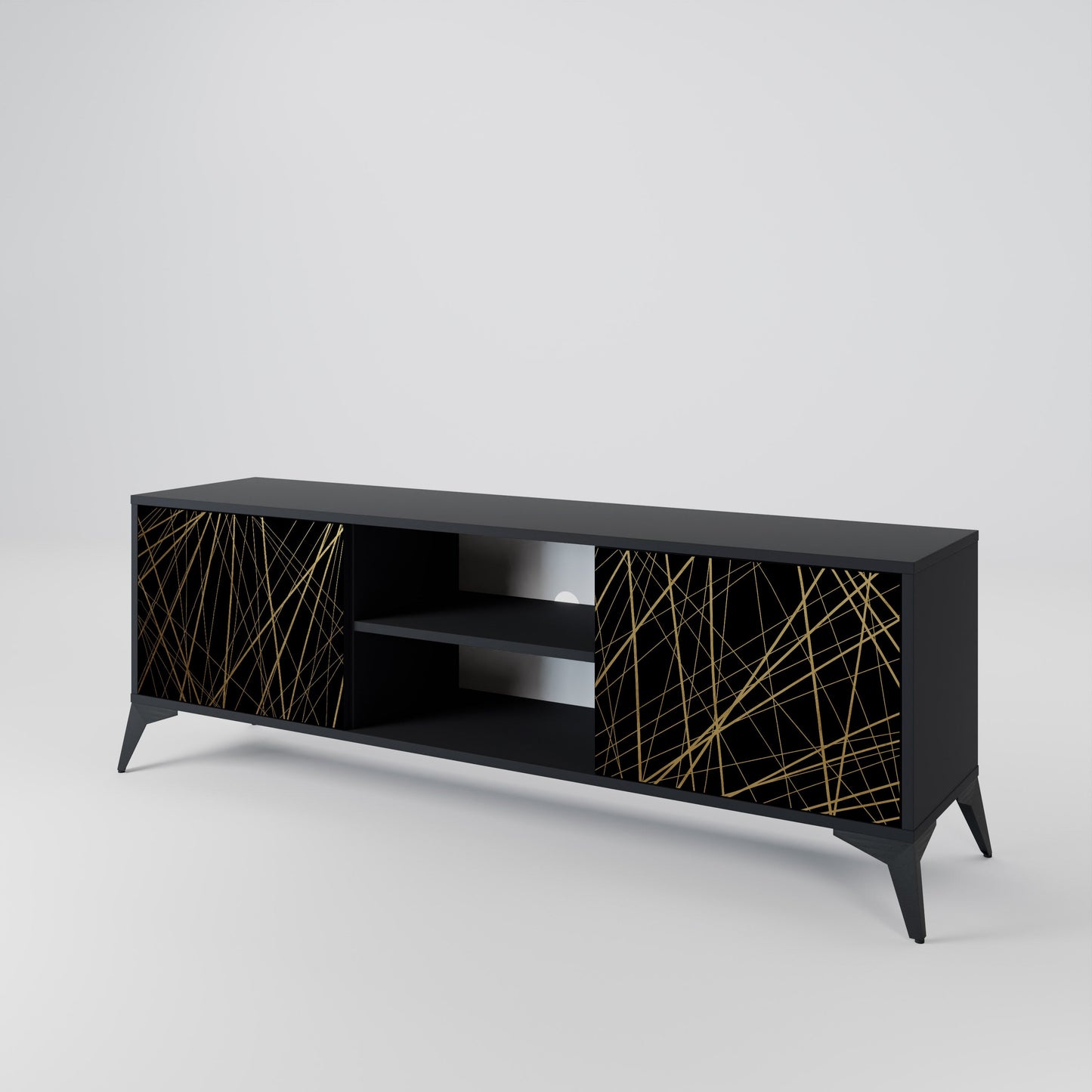 Mobile TV BRIGHT MESH a 2 ante con finitura nera