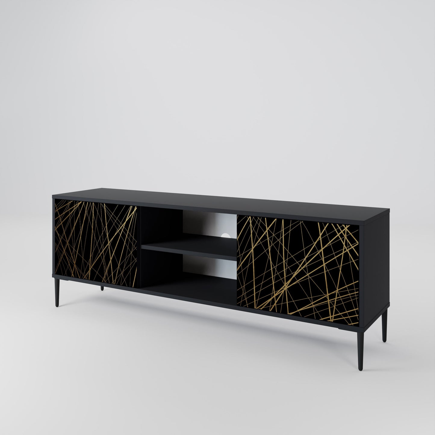 Mobile TV BRIGHT MESH a 2 ante con finitura nera