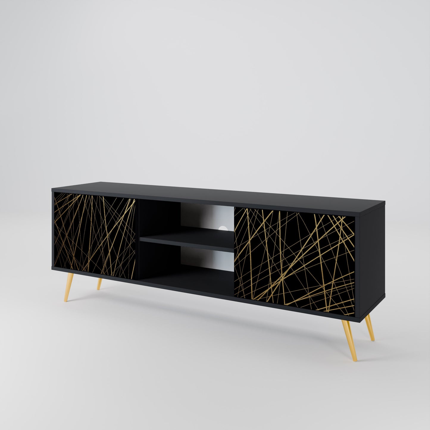 Mobile TV BRIGHT MESH a 2 ante con finitura nera