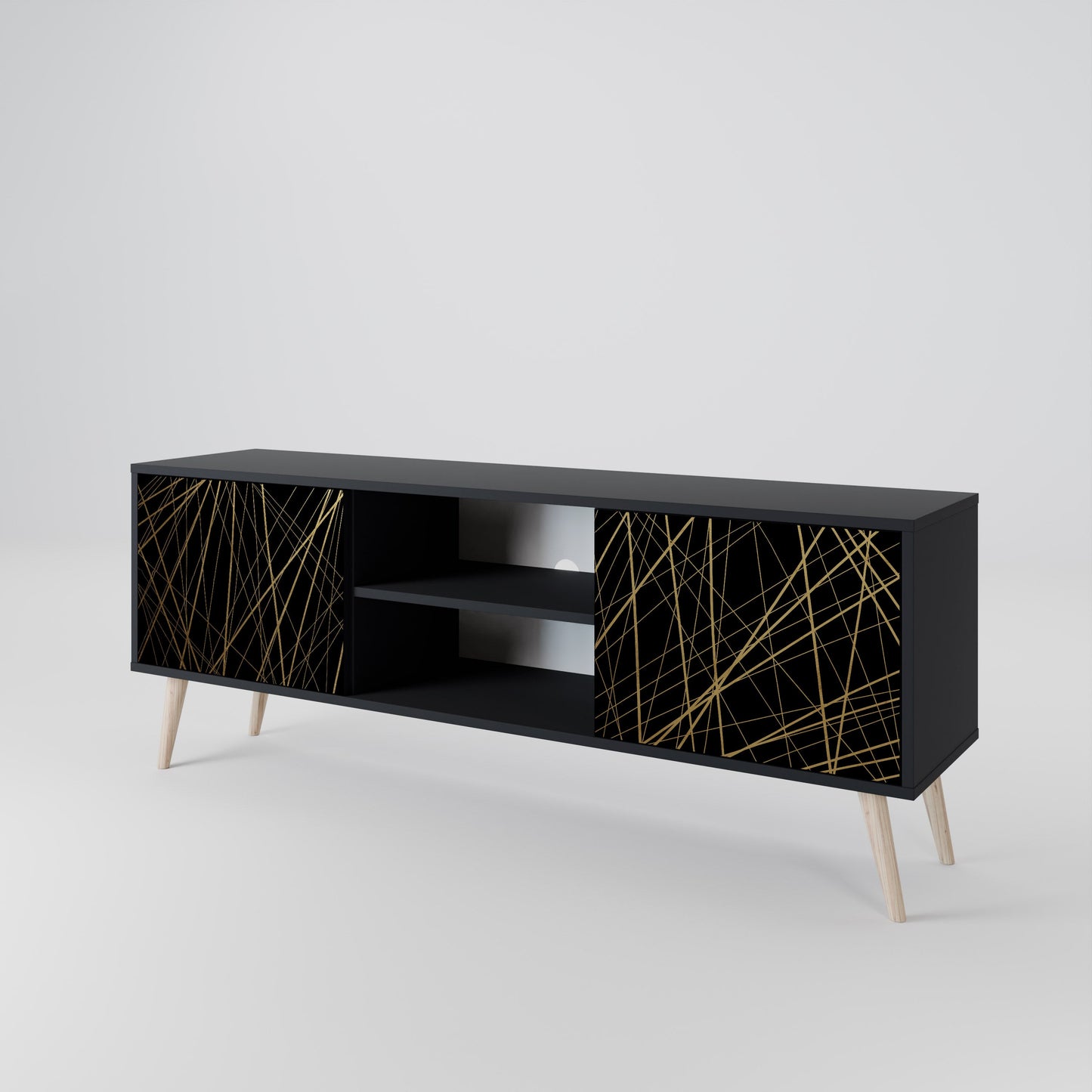 Mobile TV BRIGHT MESH a 2 ante con finitura nera