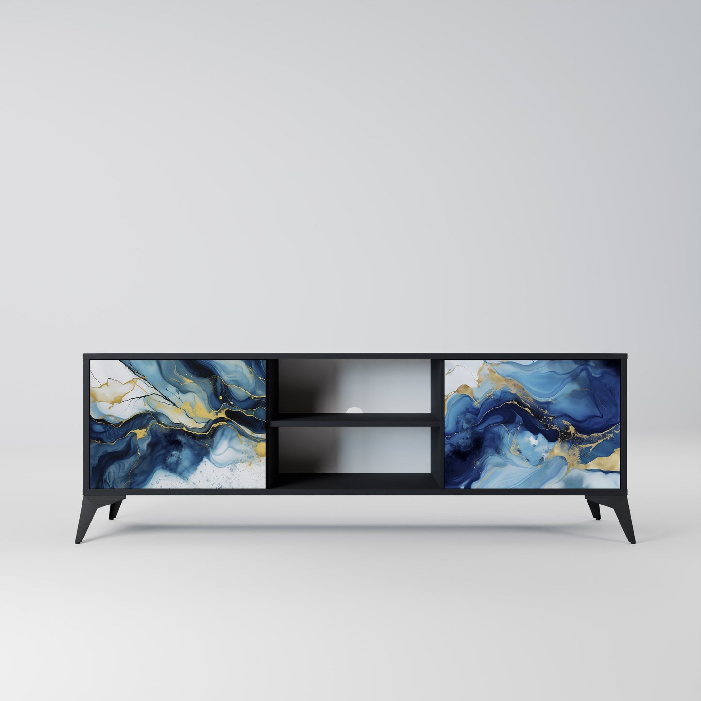 Mobile TV INKY MARBLE a 2 ante con finitura nera