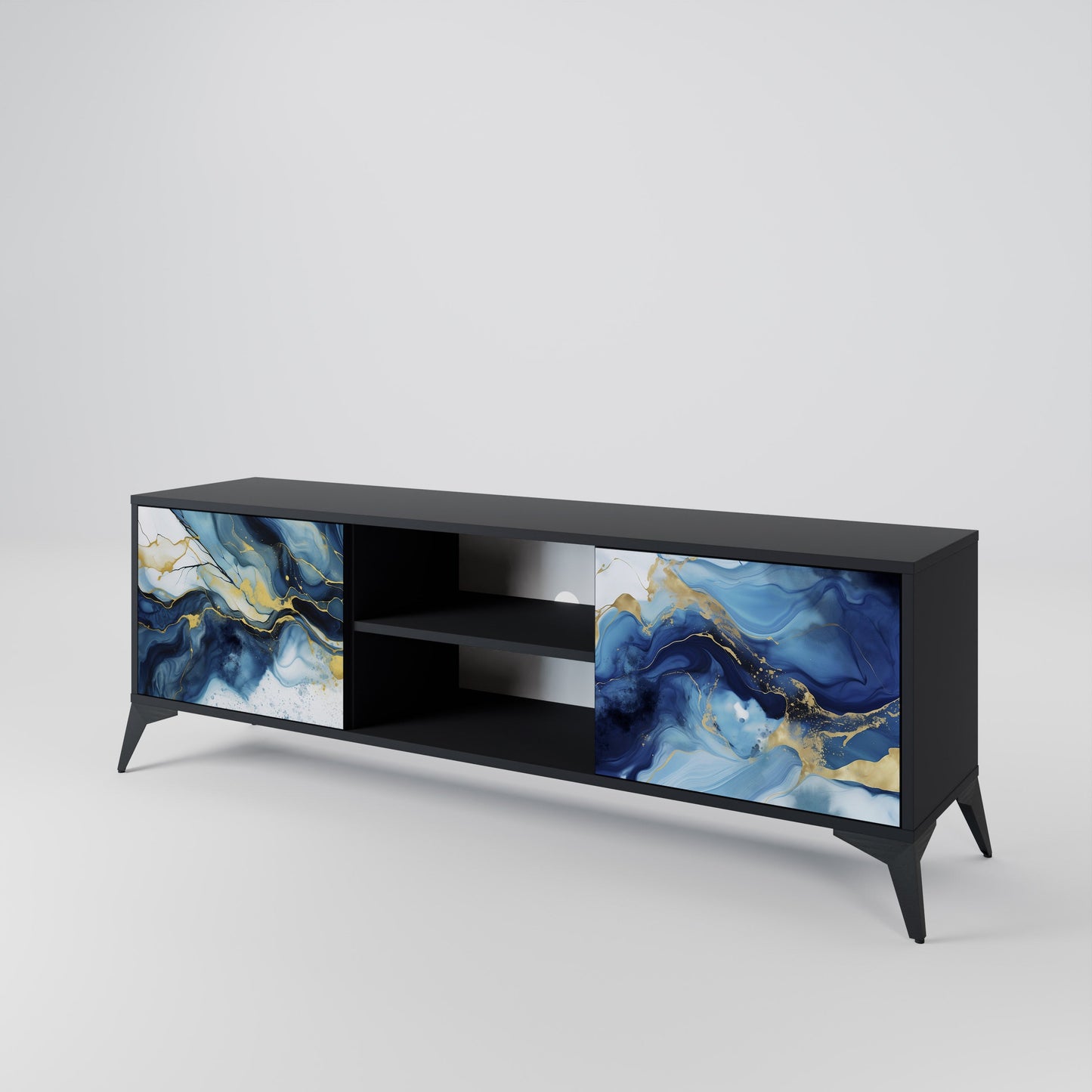 Mobile TV INKY MARBLE a 2 ante con finitura nera