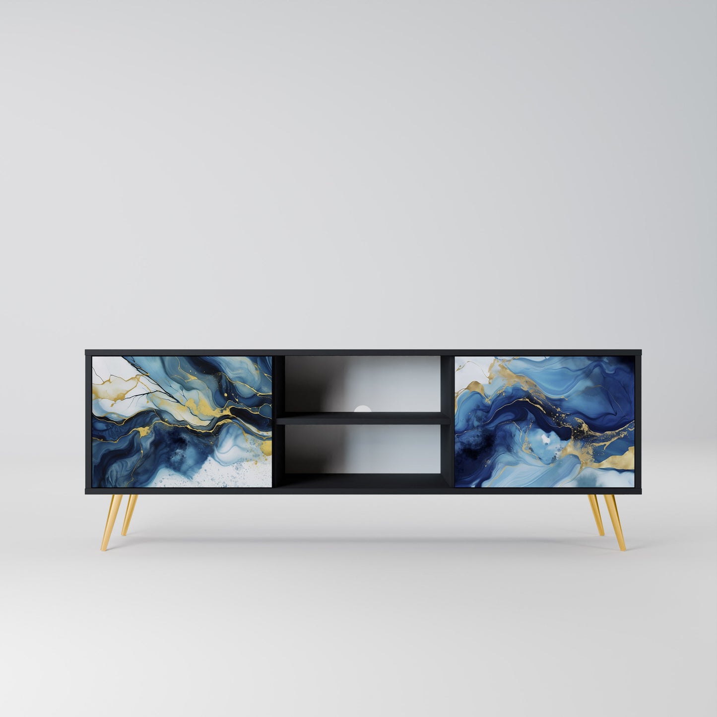 Mobile TV INKY MARBLE a 2 ante con finitura nera