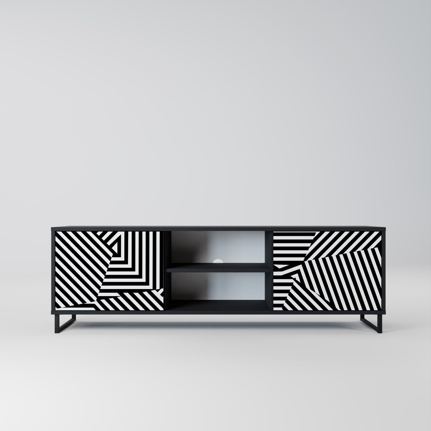 Mobile TV ILLUSIONARY LATTICE a 2 ante con finitura nera