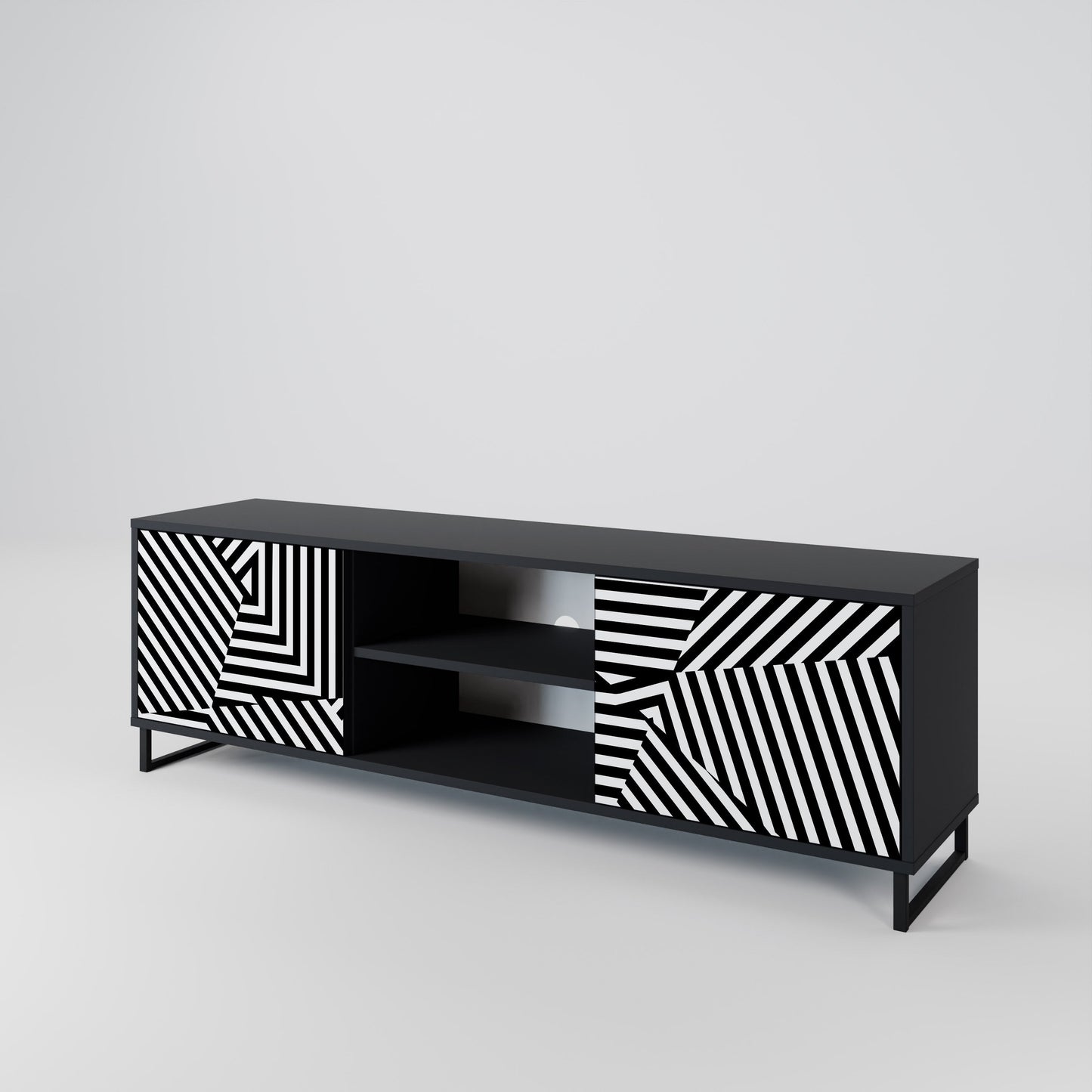 Mobile TV ILLUSIONARY LATTICE a 2 ante con finitura nera