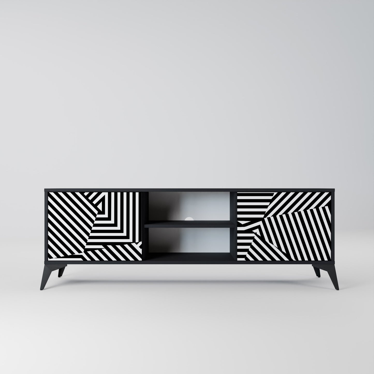 Mobile TV ILLUSIONARY LATTICE a 2 ante con finitura nera