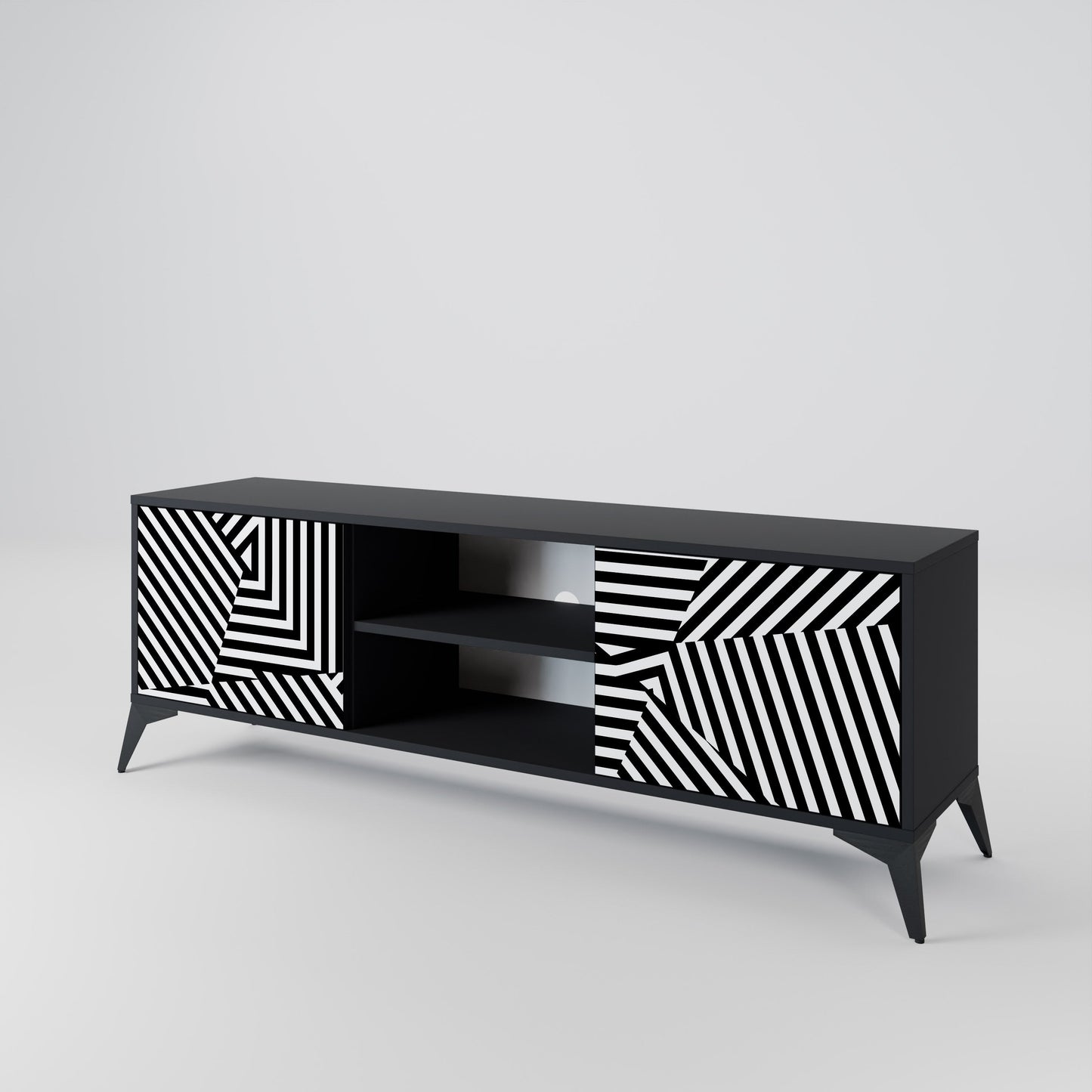 Mobile TV ILLUSIONARY LATTICE a 2 ante con finitura nera