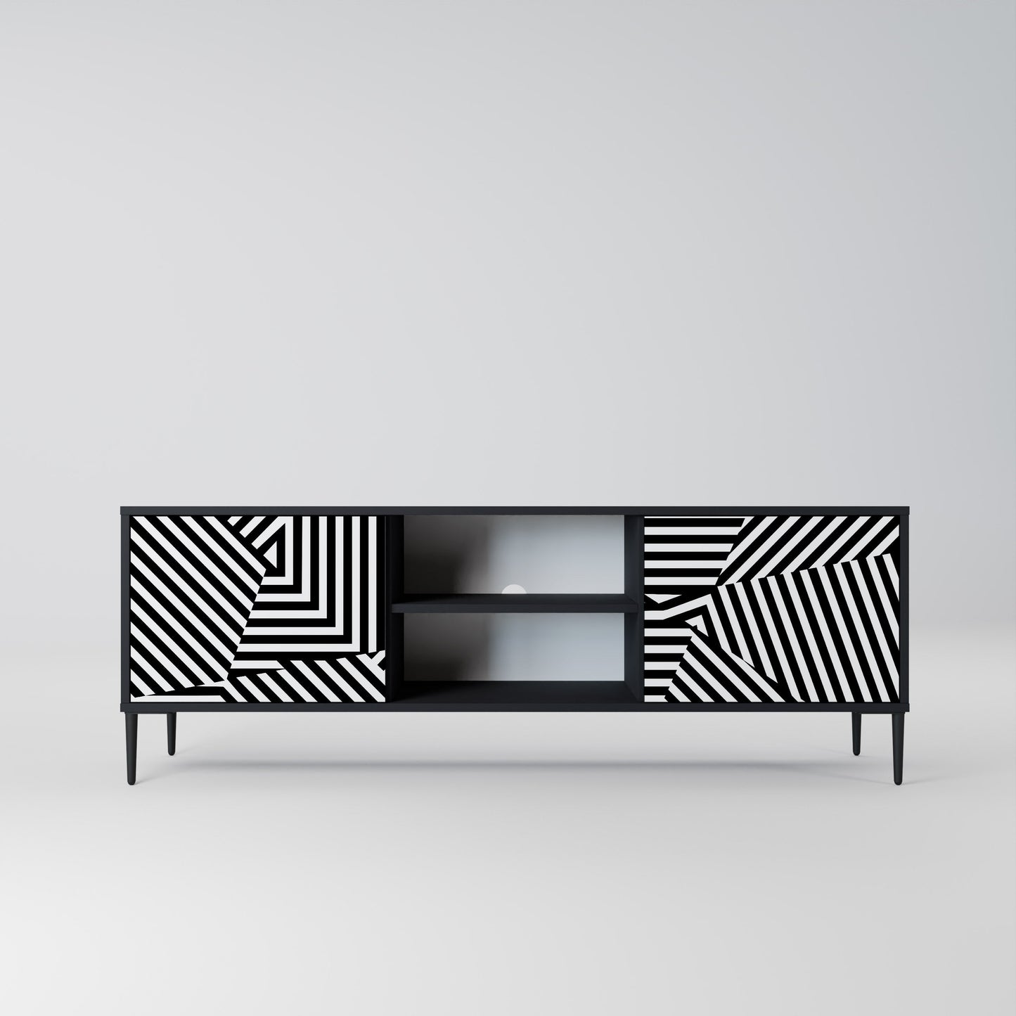 Mobile TV ILLUSIONARY LATTICE a 2 ante con finitura nera