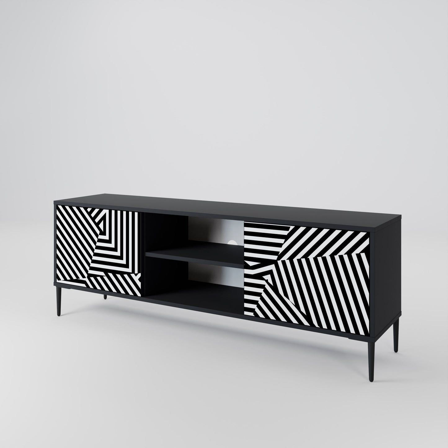 Mobile TV ILLUSIONARY LATTICE a 2 ante con finitura nera