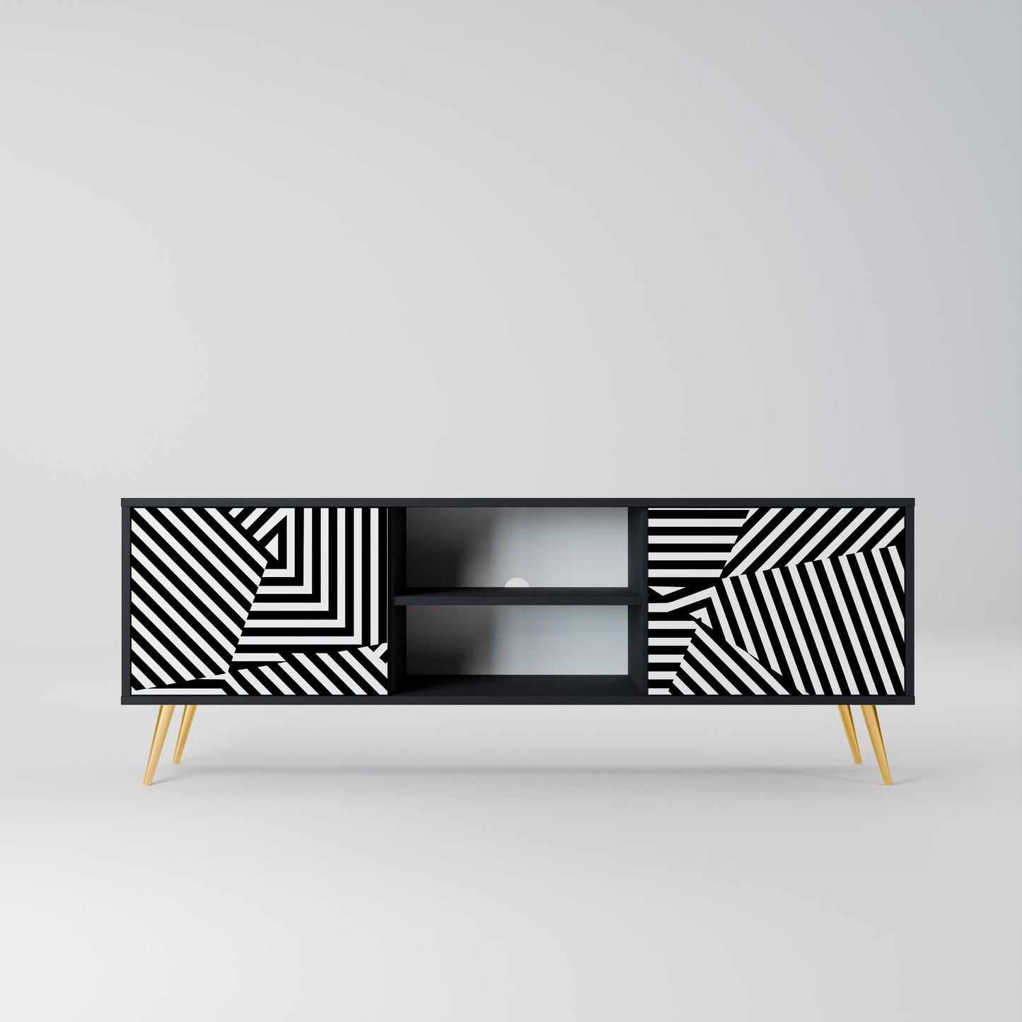 Mobile TV ILLUSIONARY LATTICE a 2 ante con finitura nera