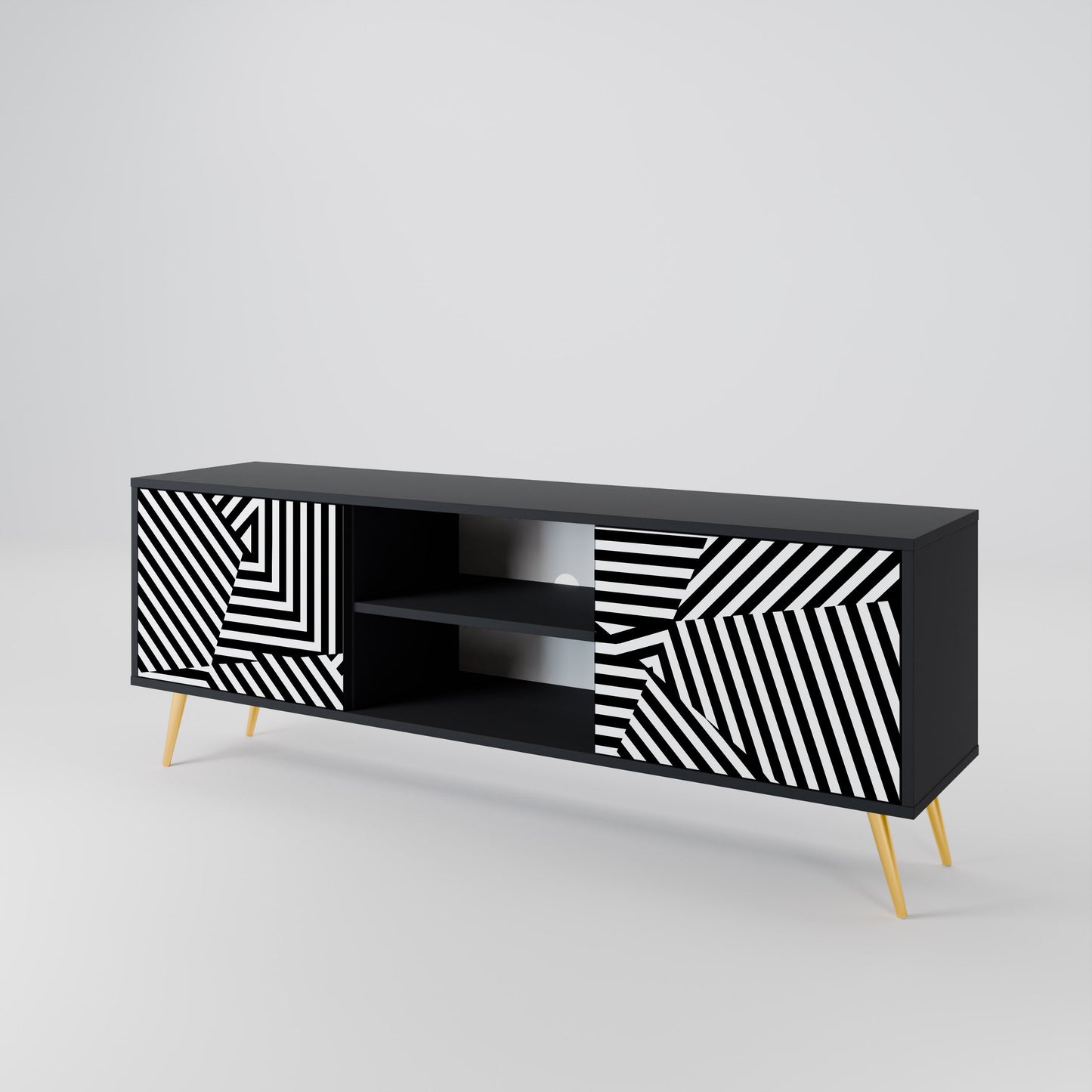 Mobile TV ILLUSIONARY LATTICE a 2 ante con finitura nera