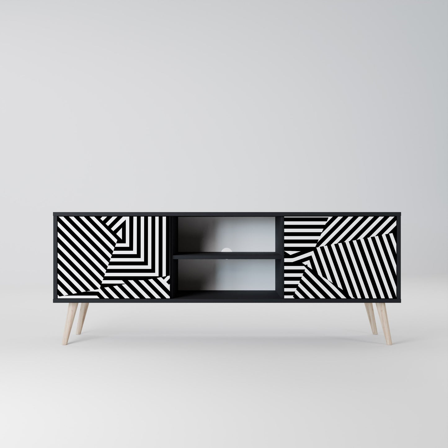 Mobile TV ILLUSIONARY LATTICE a 2 ante con finitura nera