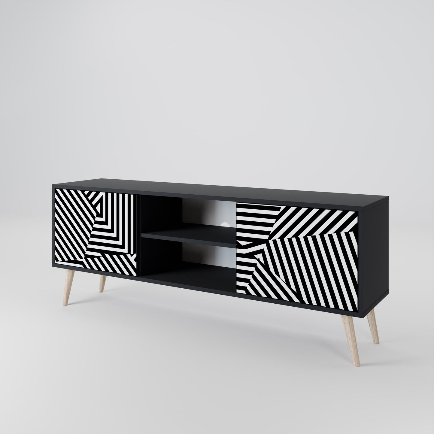 Mobile TV ILLUSIONARY LATTICE a 2 ante con finitura nera