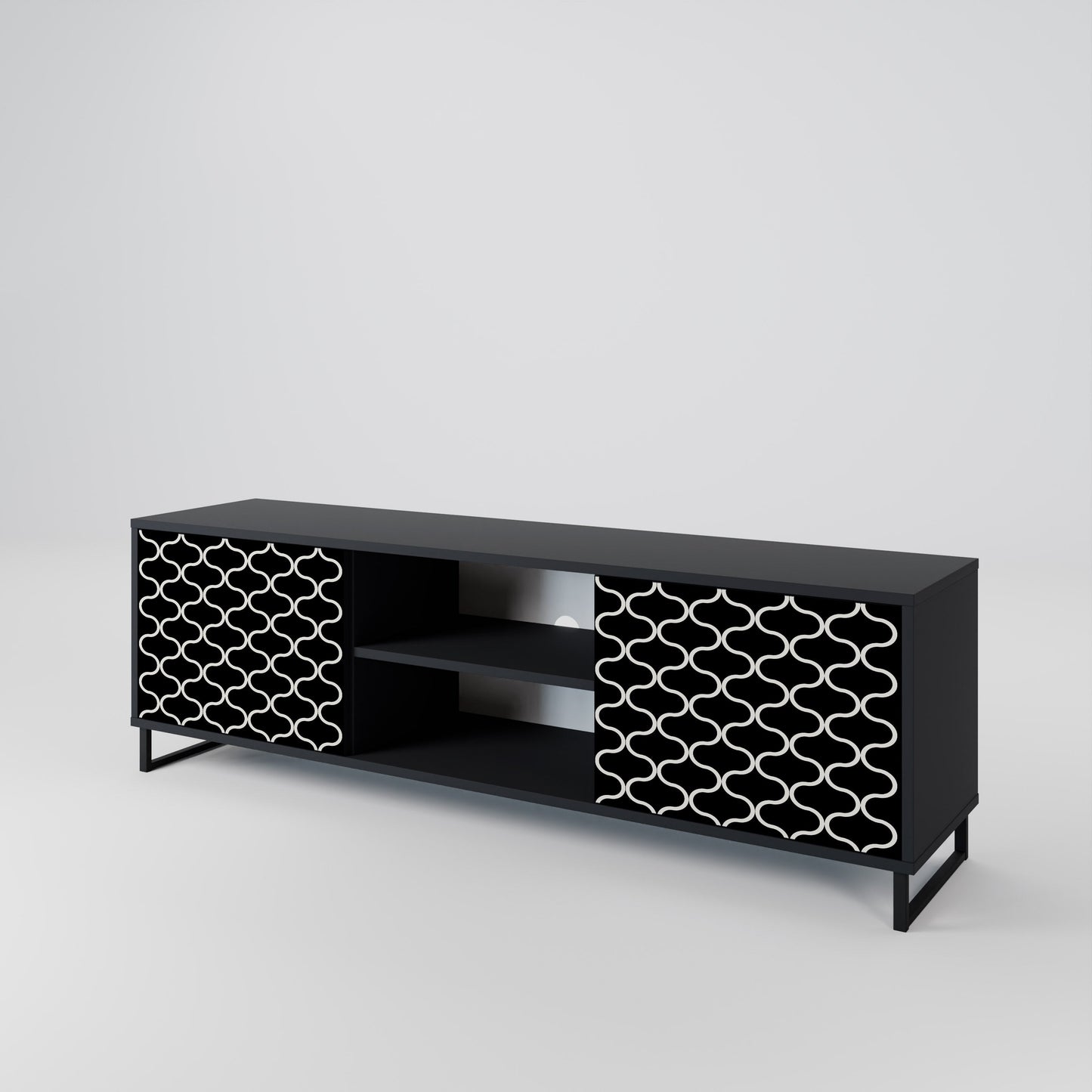 TESSELATED BLACKNESS 2-Door TV Stand in Black Finish