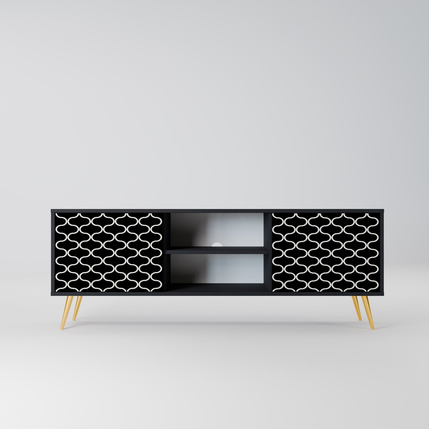 TESSELATED BLACKNESS 2-Door TV Stand in Black Finish