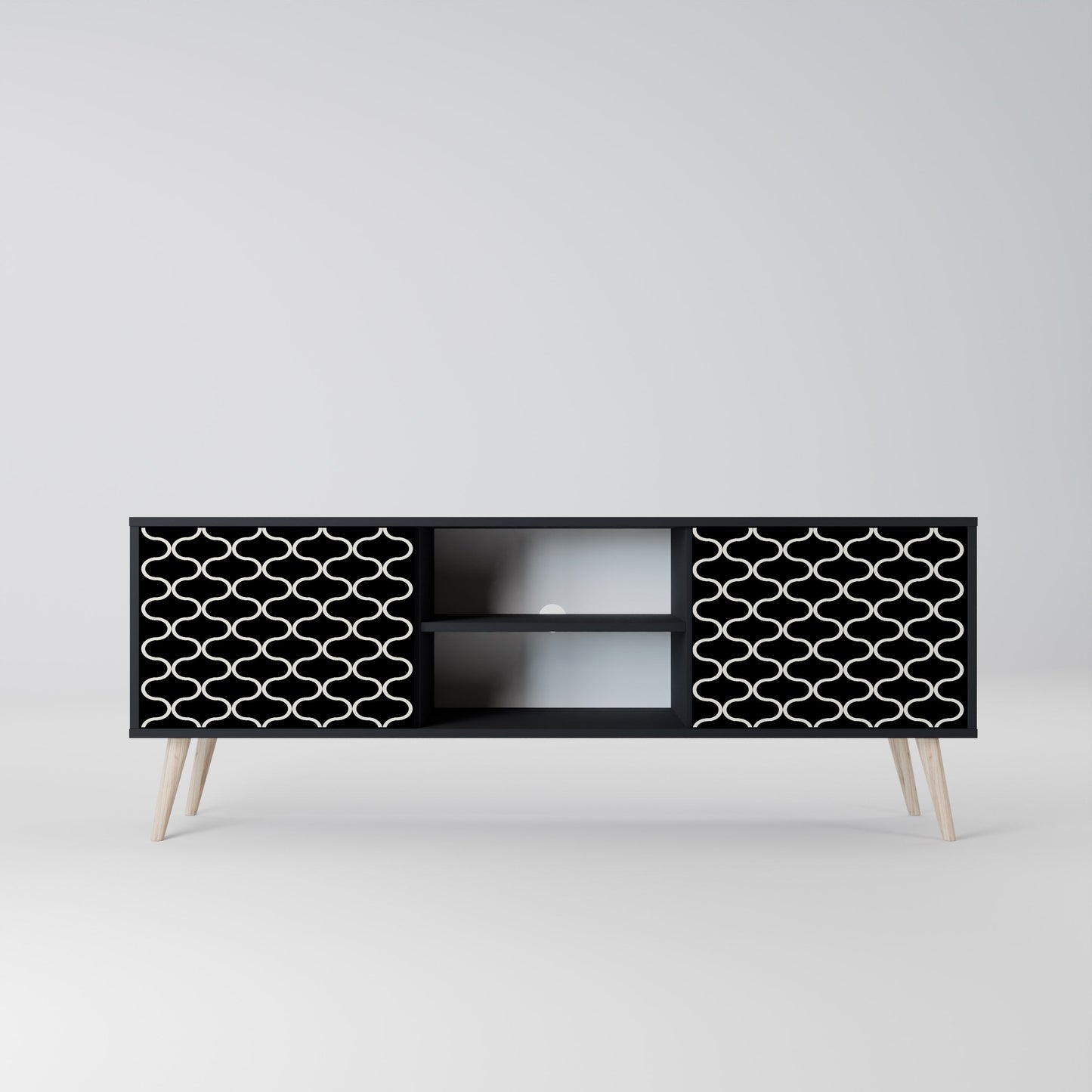 TESSELATED BLACKNESS 2-Door TV Stand in Black Finish