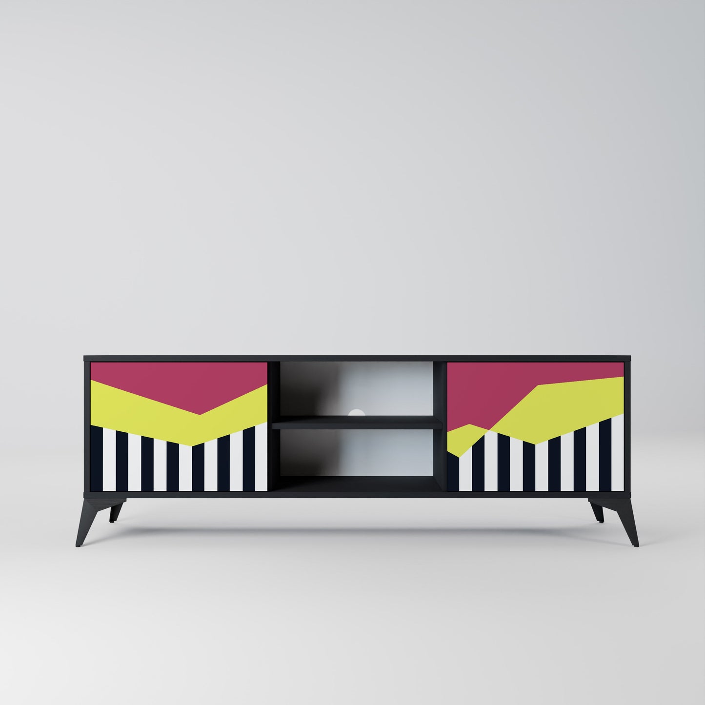 Mobile TV a 2 ante PIANO FANTASY in finitura nera