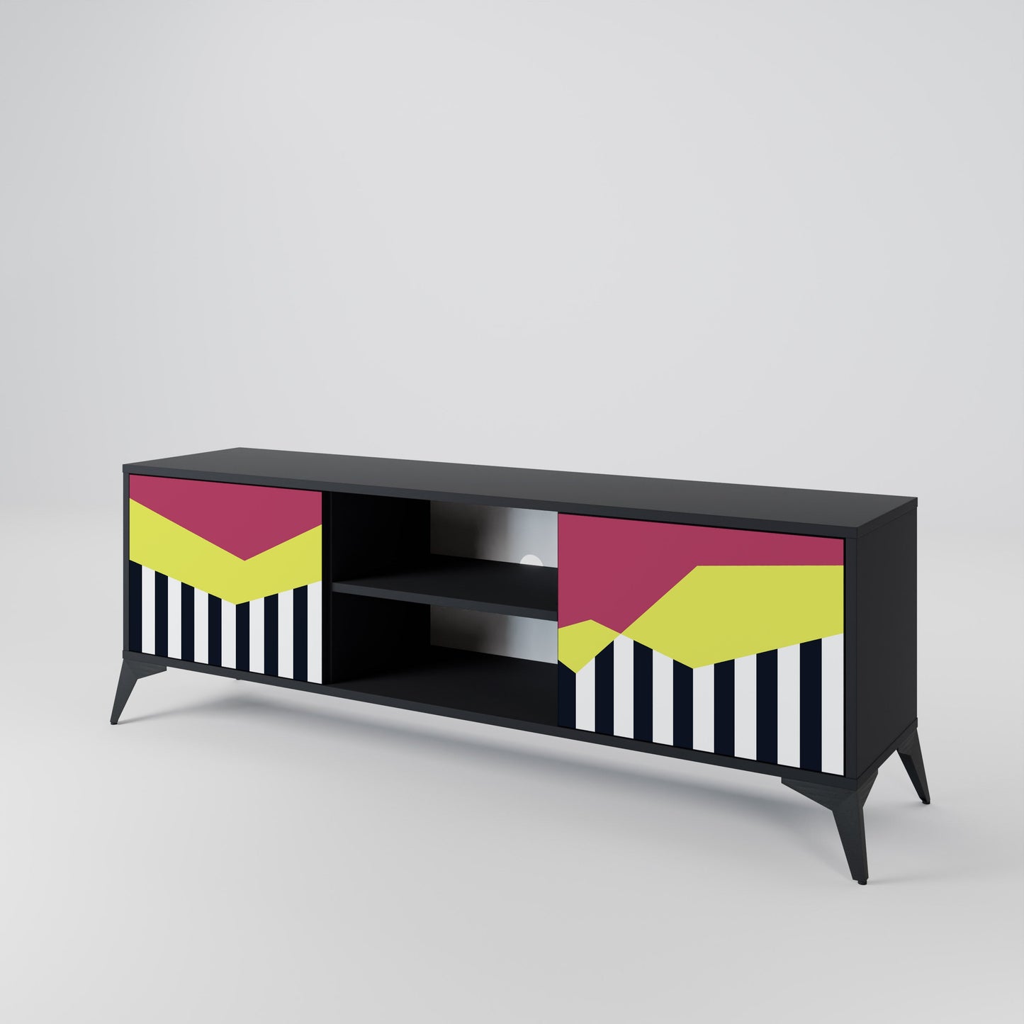 Mobile TV a 2 ante PIANO FANTASY in finitura nera
