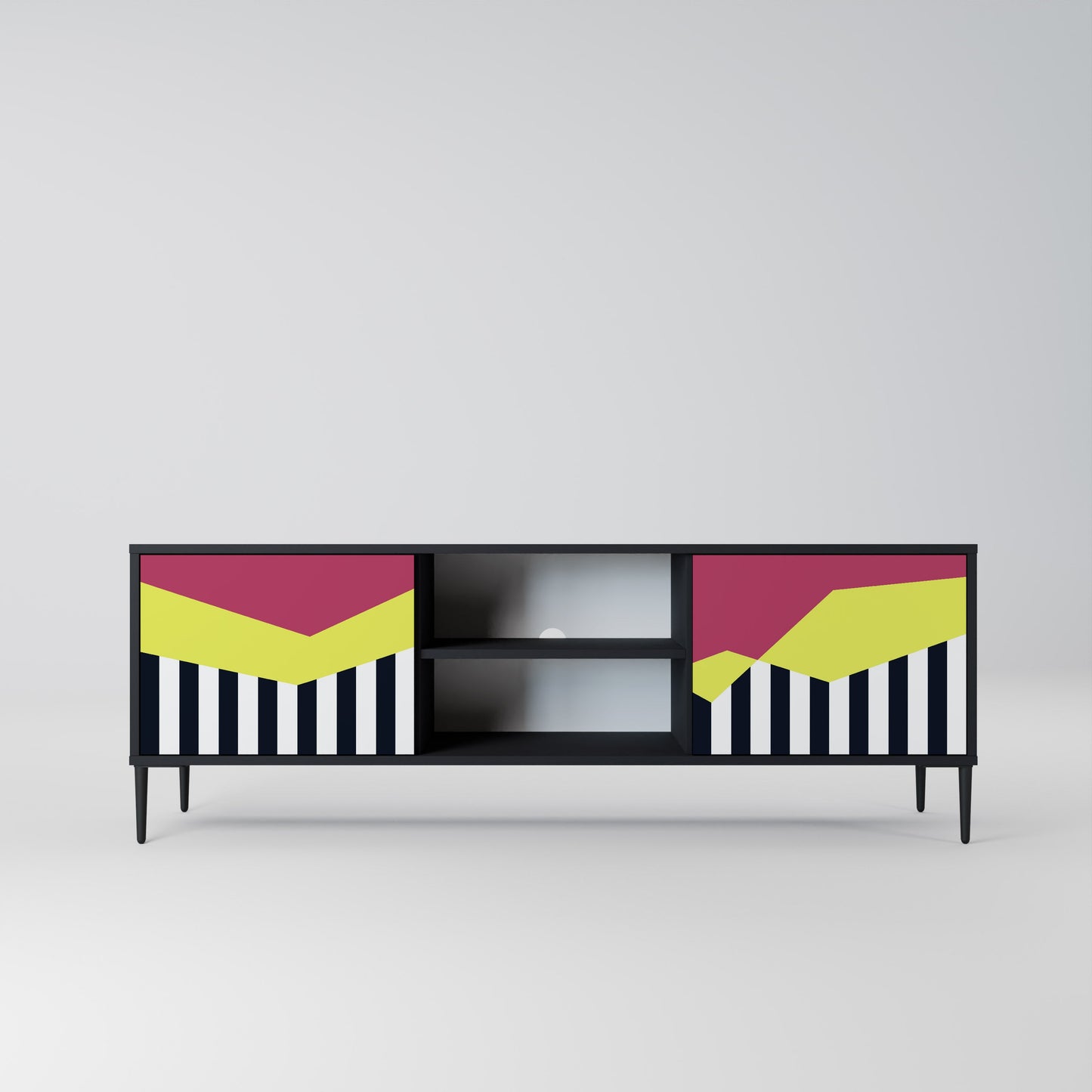 Mobile TV a 2 ante PIANO FANTASY in finitura nera