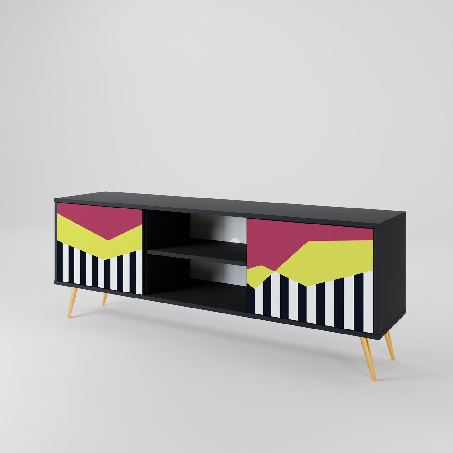 Mobile TV a 2 ante PIANO FANTASY in finitura nera