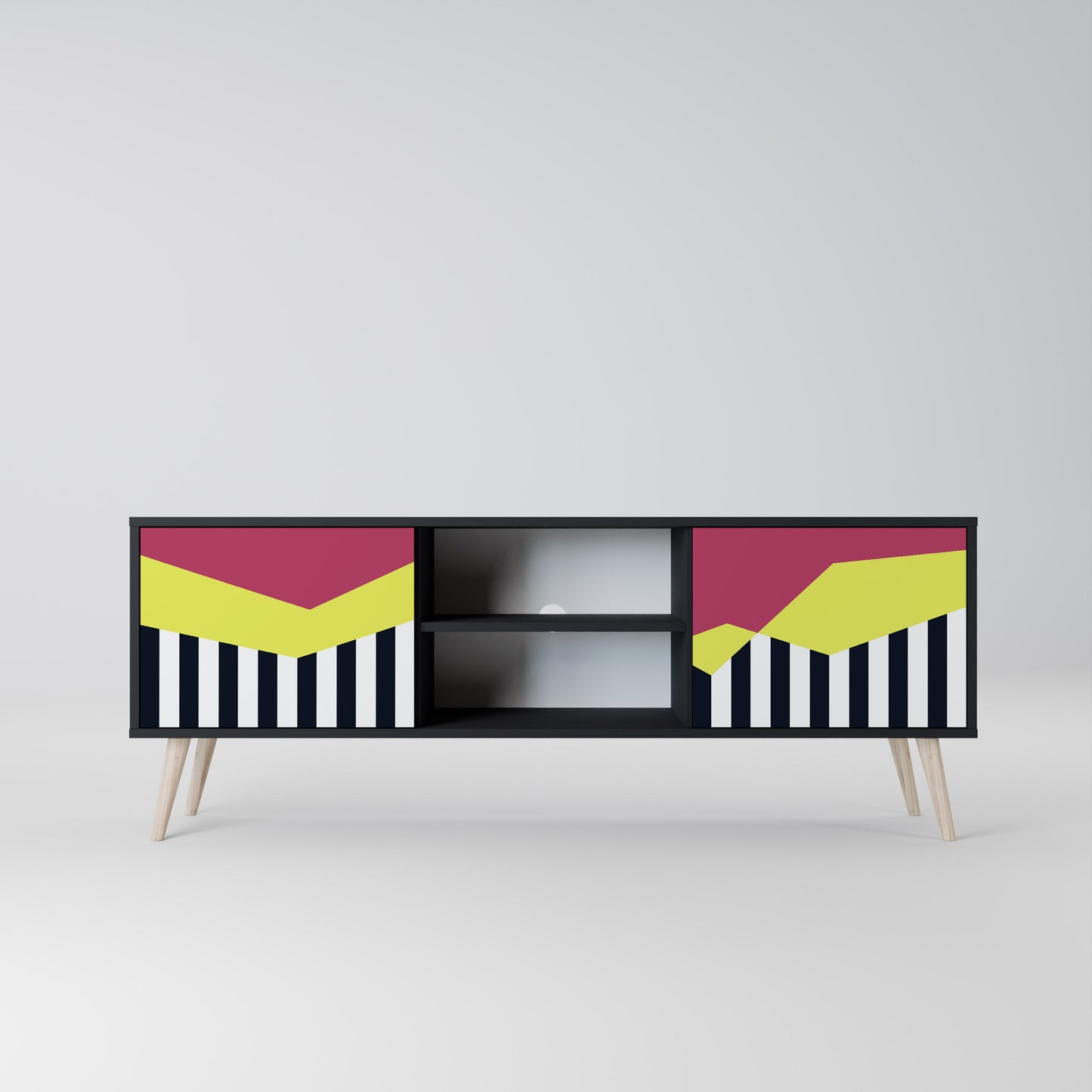 Mobile TV a 2 ante PIANO FANTASY in finitura nera