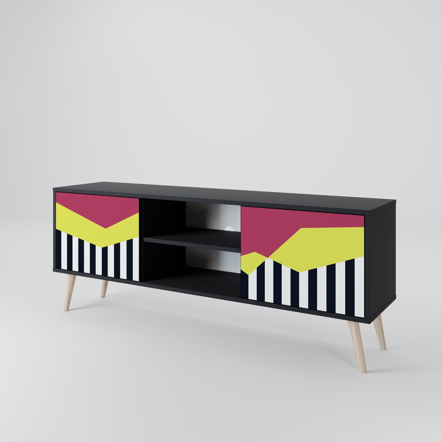 Mobile TV a 2 ante PIANO FANTASY in finitura nera