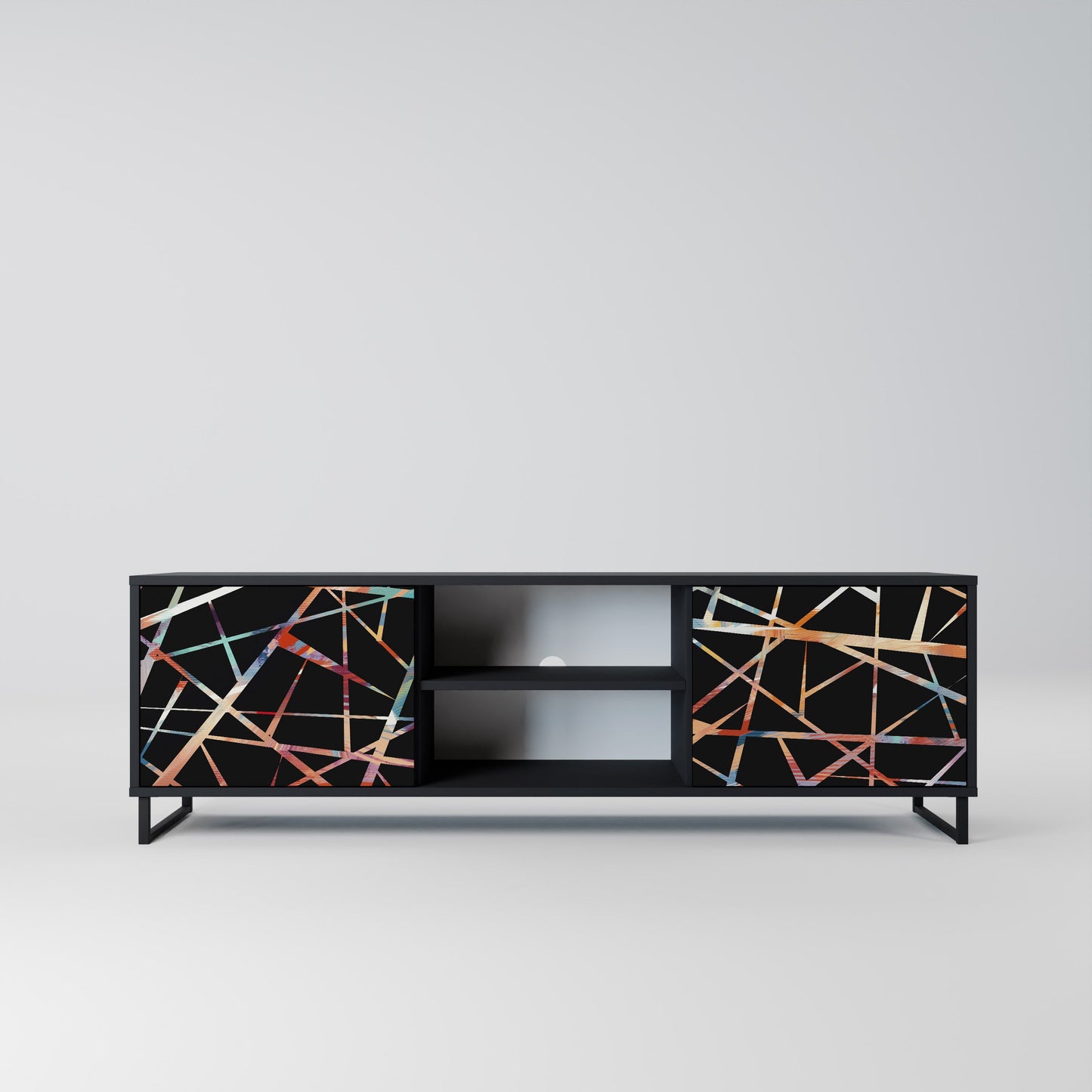 Mobile TV POLYGON VERVE a 2 ante con finitura nera