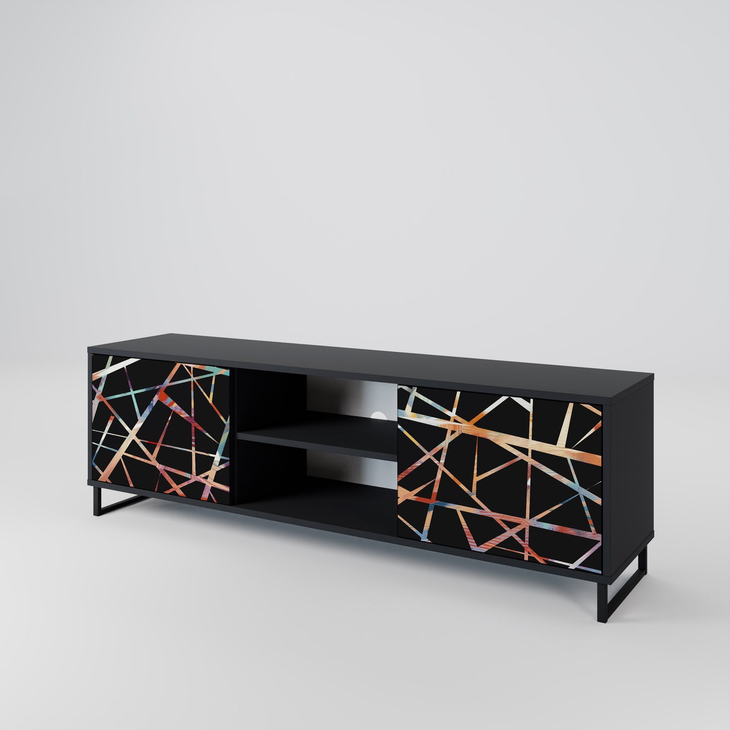 Mobile TV POLYGON VERVE a 2 ante con finitura nera