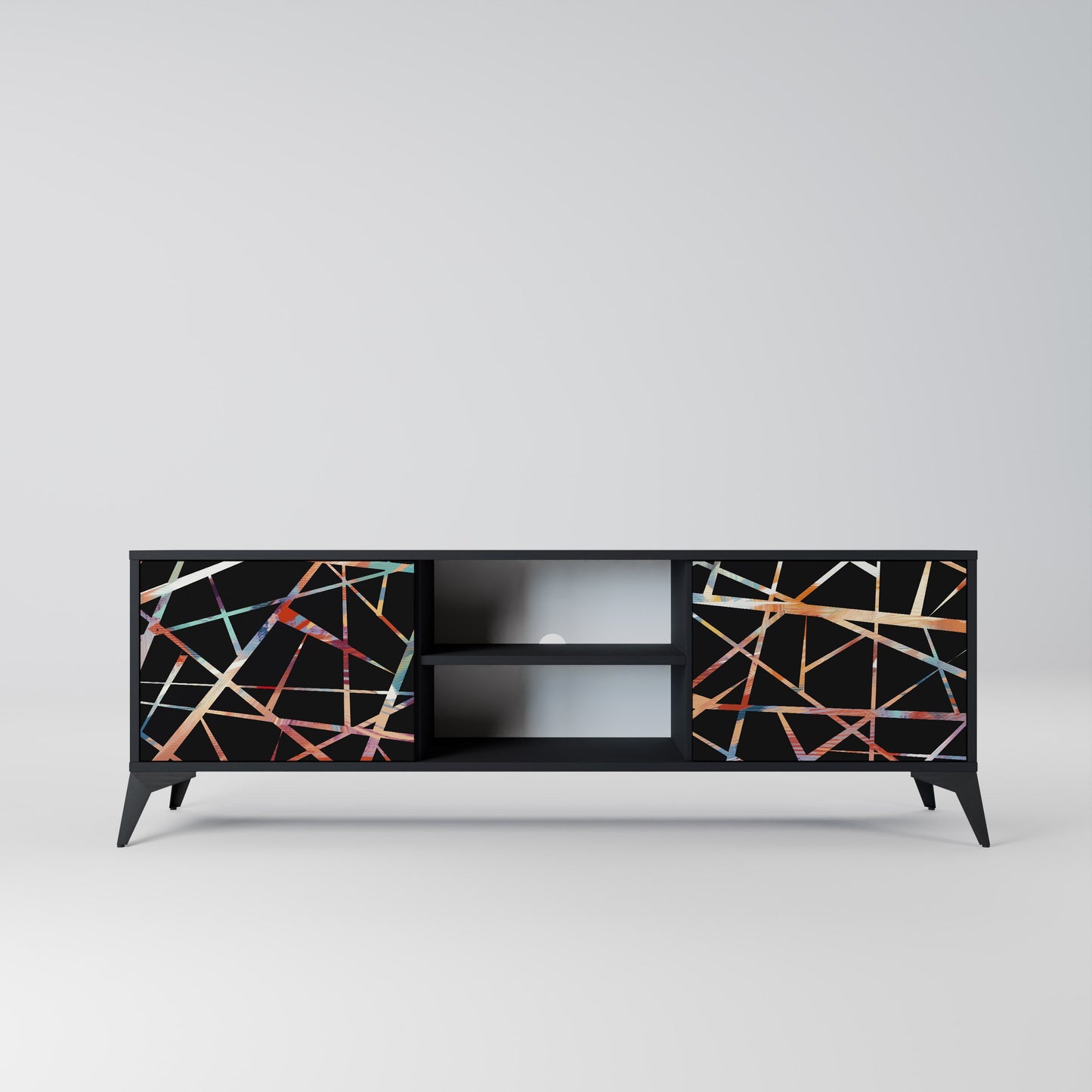 Mobile TV POLYGON VERVE a 2 ante con finitura nera