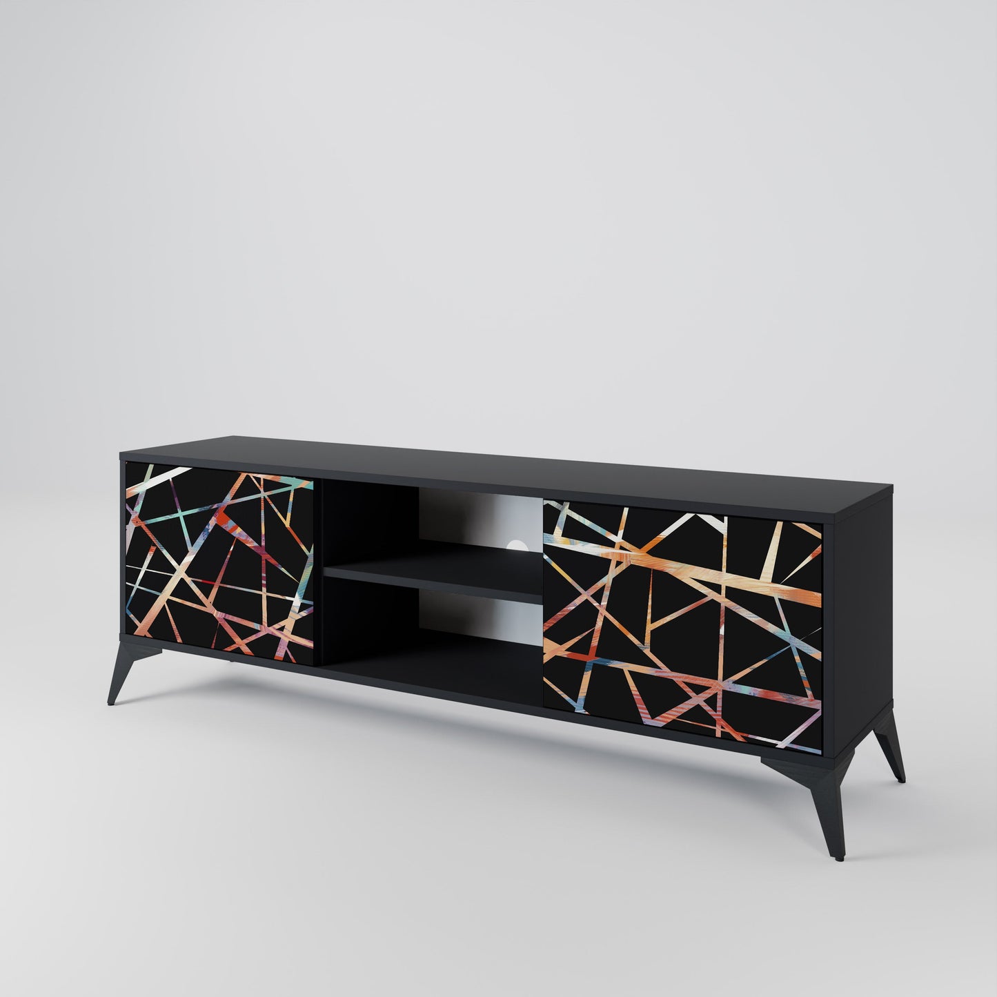 Mobile TV POLYGON VERVE a 2 ante con finitura nera