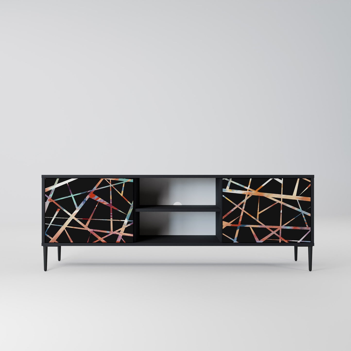 Mobile TV POLYGON VERVE a 2 ante con finitura nera