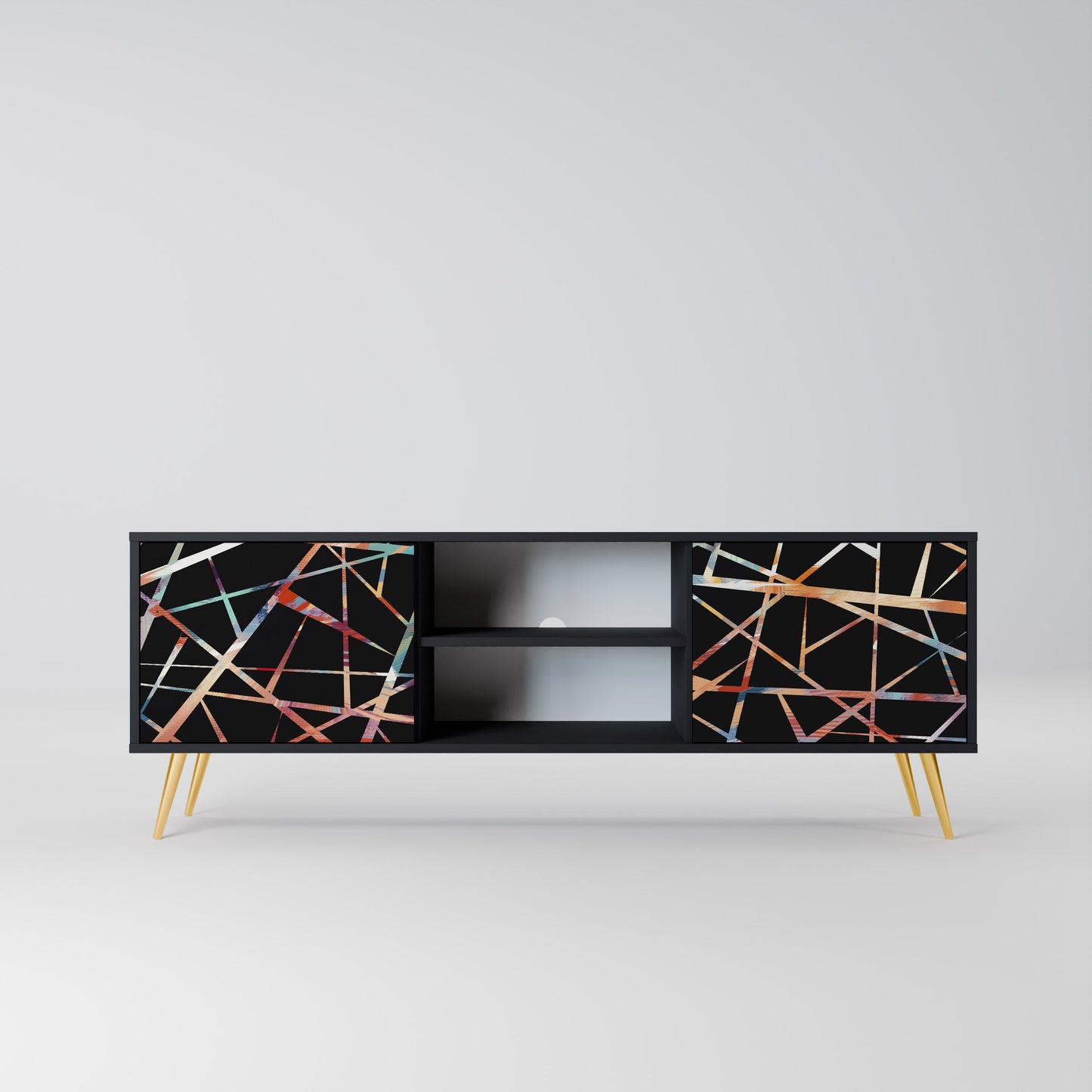 Mobile TV POLYGON VERVE a 2 ante con finitura nera