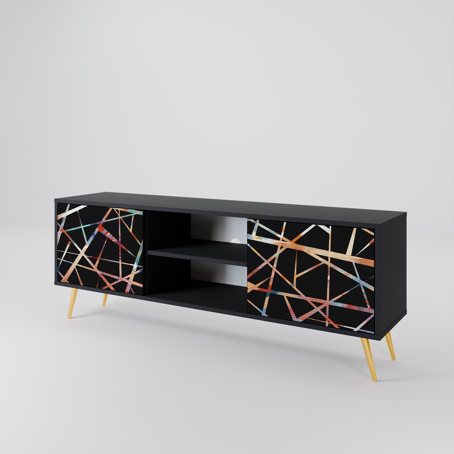 Mobile TV POLYGON VERVE a 2 ante con finitura nera