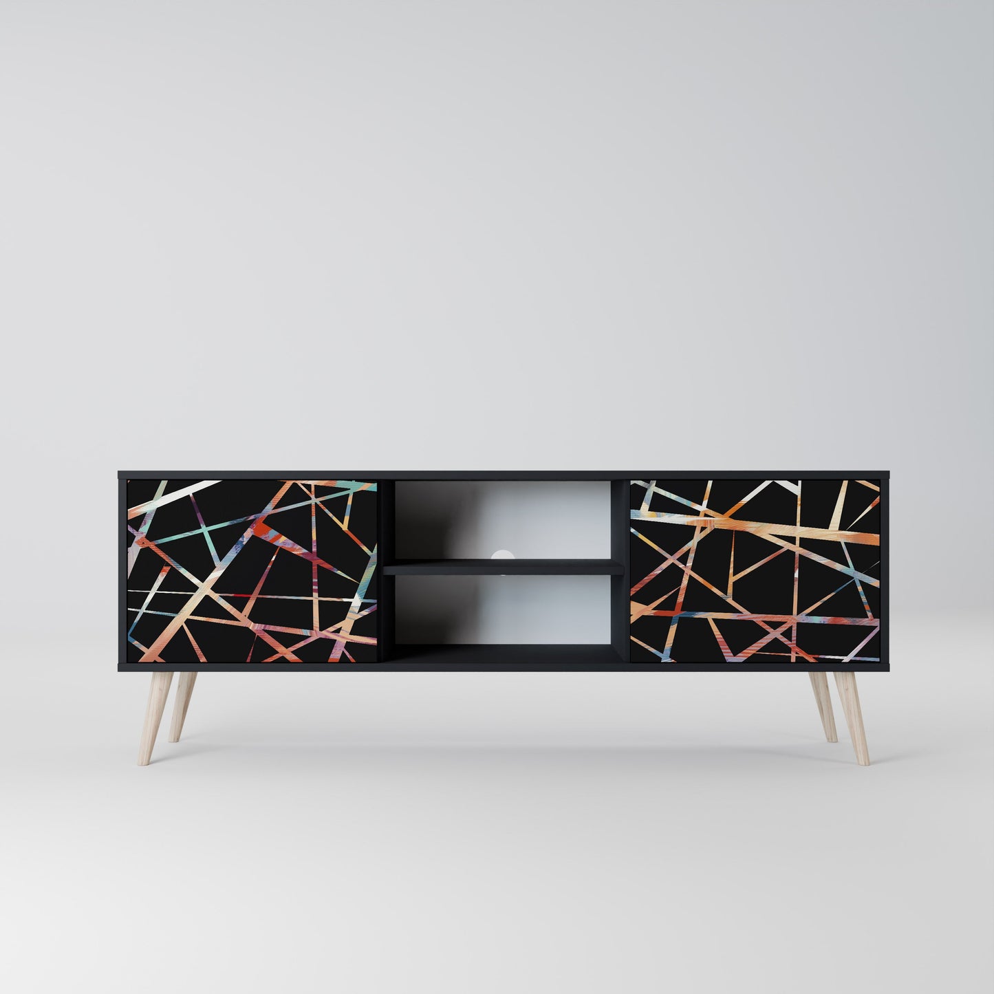 Mobile TV POLYGON VERVE a 2 ante con finitura nera