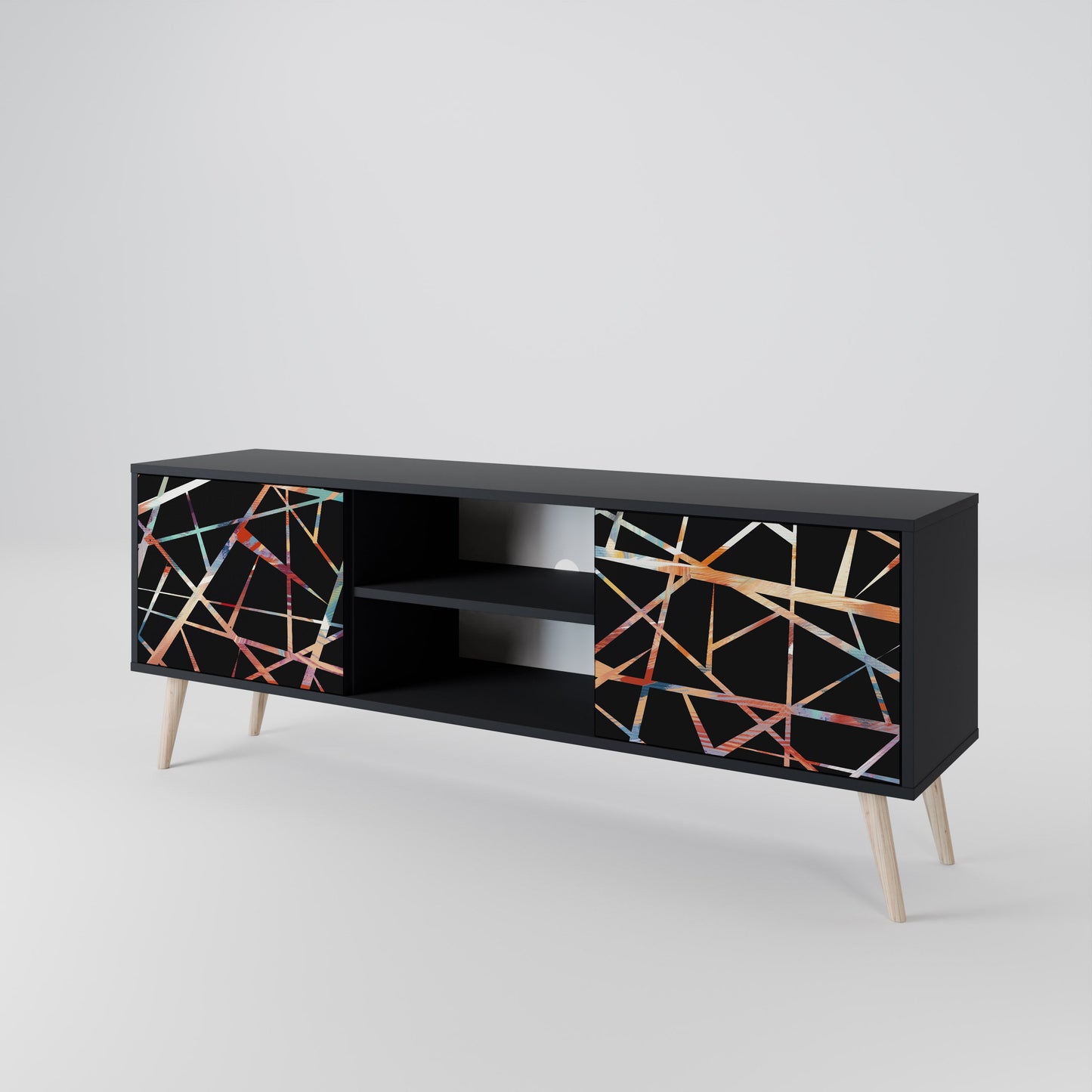 Mobile TV POLYGON VERVE a 2 ante con finitura nera