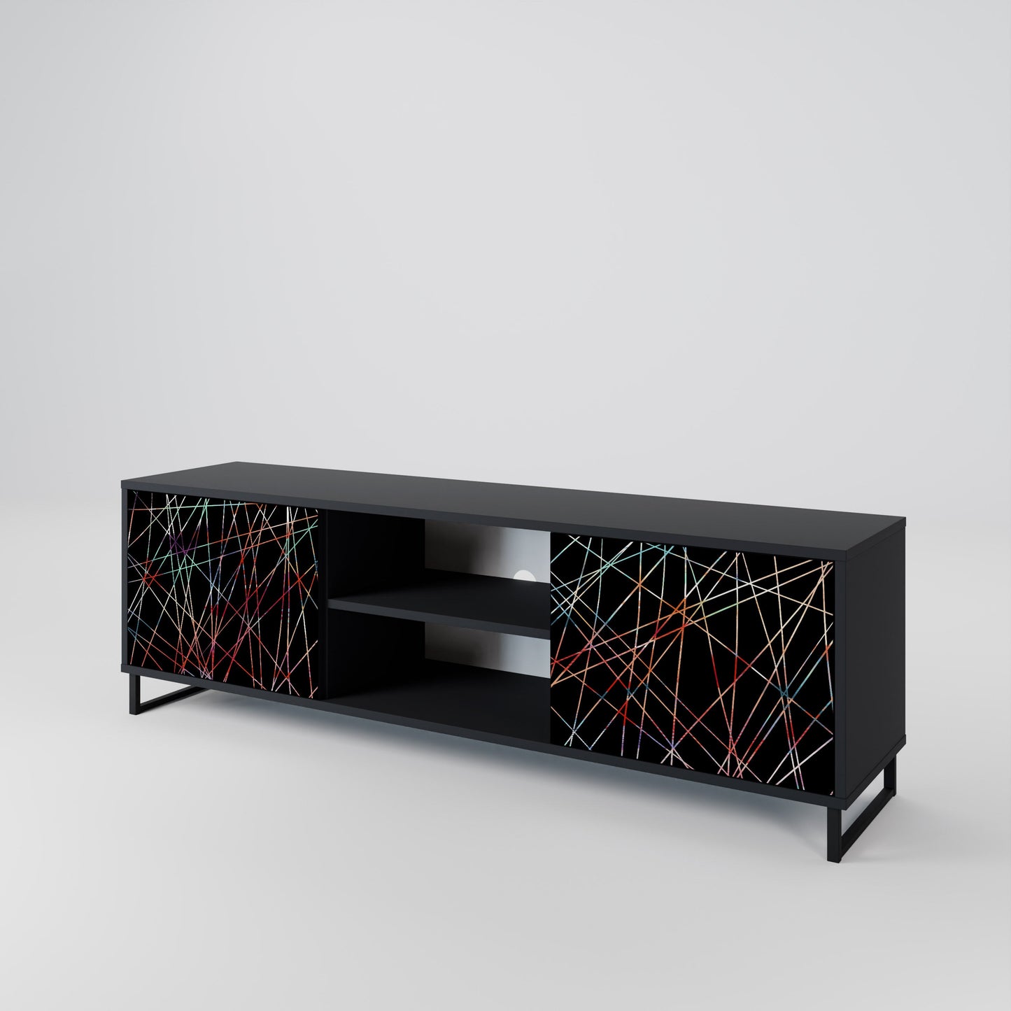 Mobile TV LUMINOUS SNARE a 2 ante con finitura nera