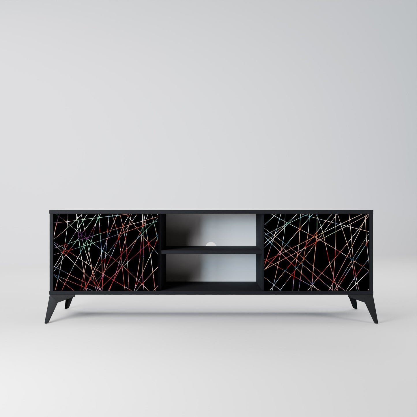 Mobile TV LUMINOUS SNARE a 2 ante con finitura nera