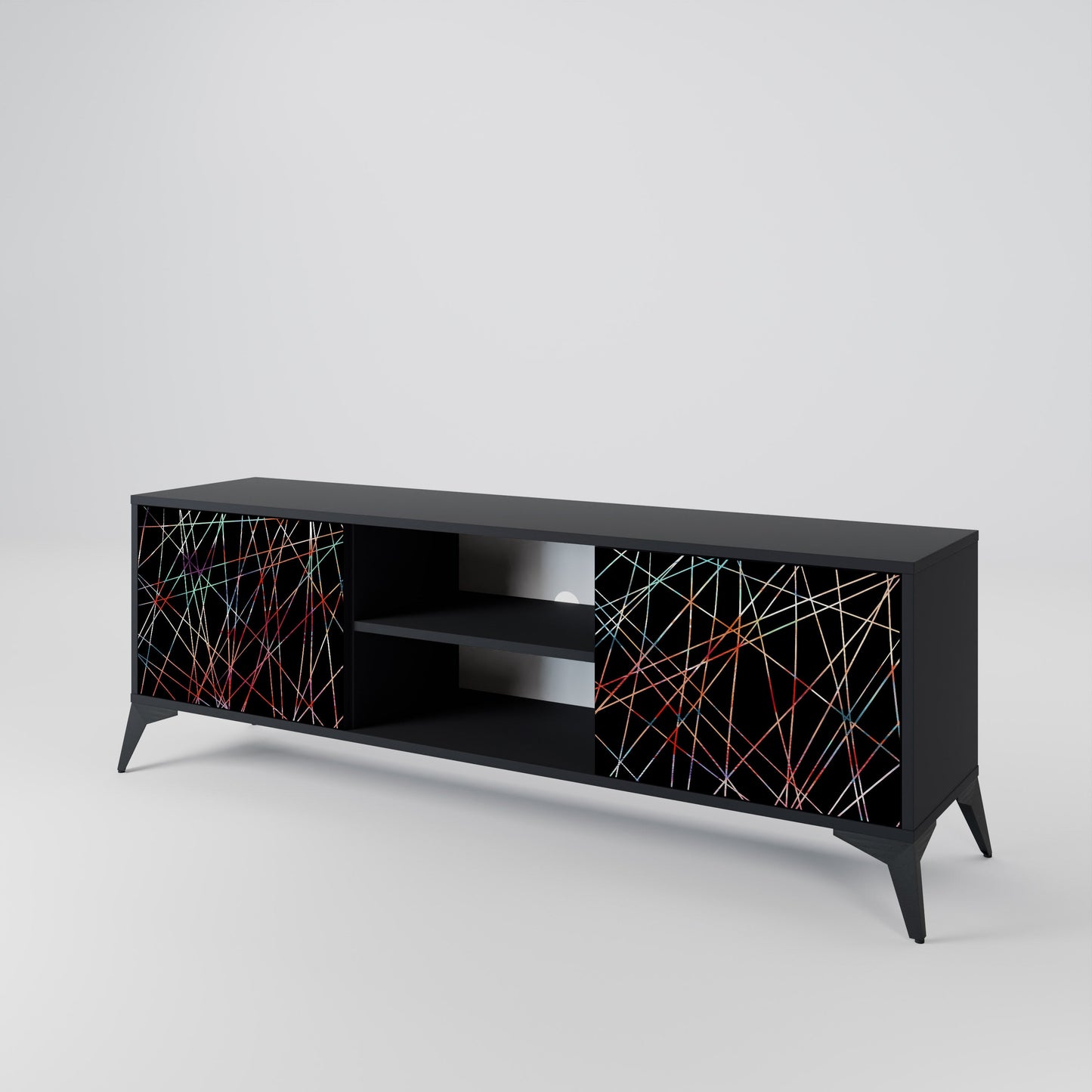 Mobile TV LUMINOUS SNARE a 2 ante con finitura nera