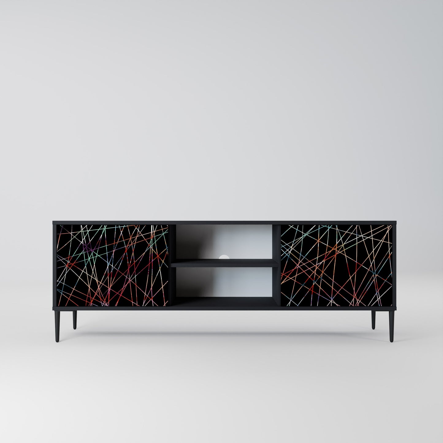 Mobile TV LUMINOUS SNARE a 2 ante con finitura nera