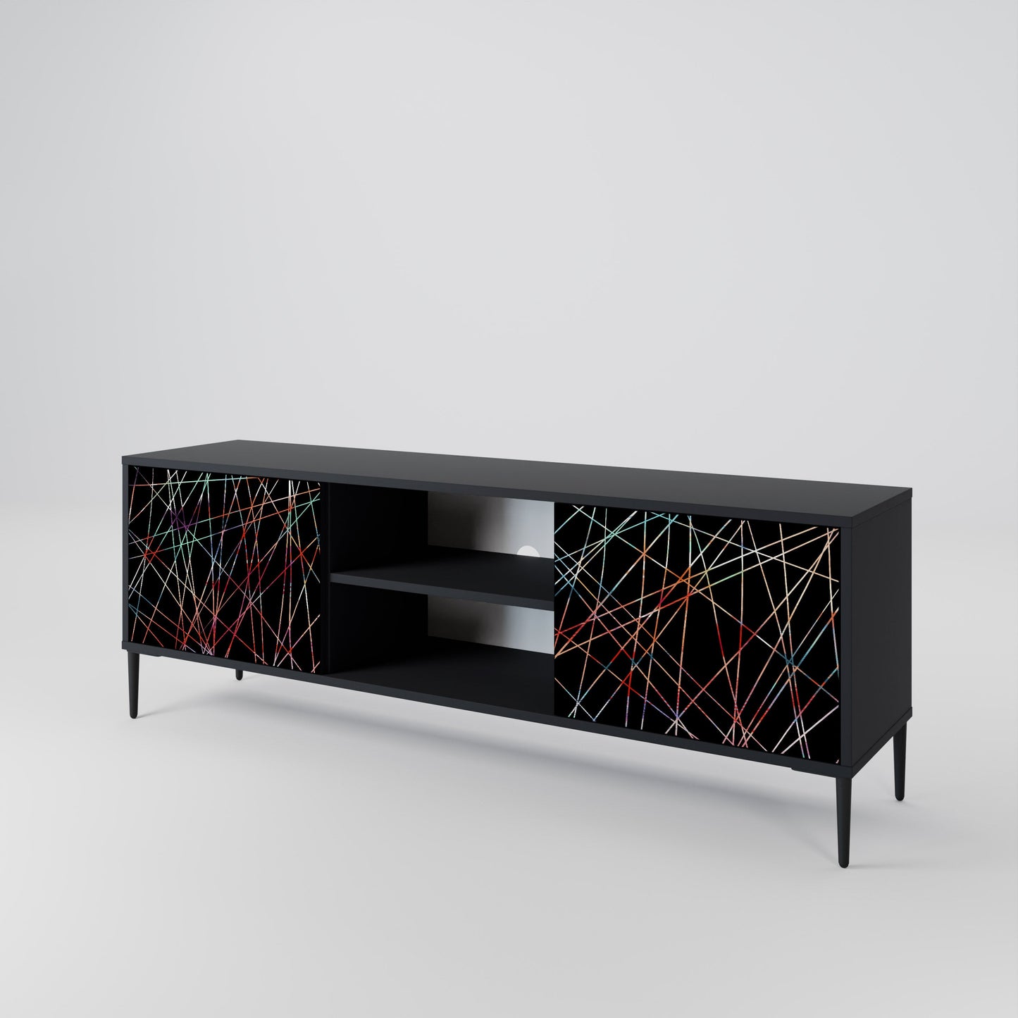 Mobile TV LUMINOUS SNARE a 2 ante con finitura nera