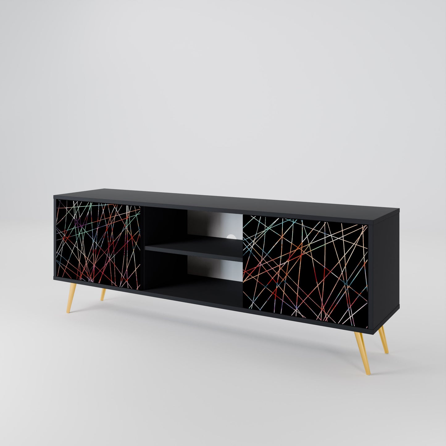 Mobile TV LUMINOUS SNARE a 2 ante con finitura nera