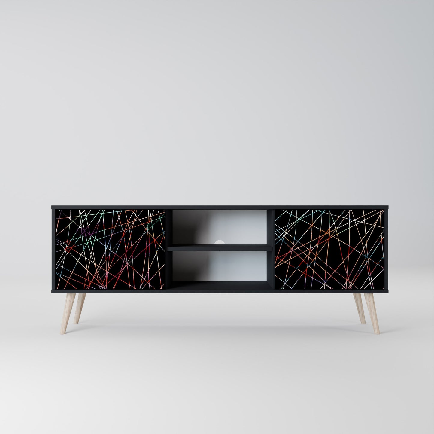 Mobile TV LUMINOUS SNARE a 2 ante con finitura nera