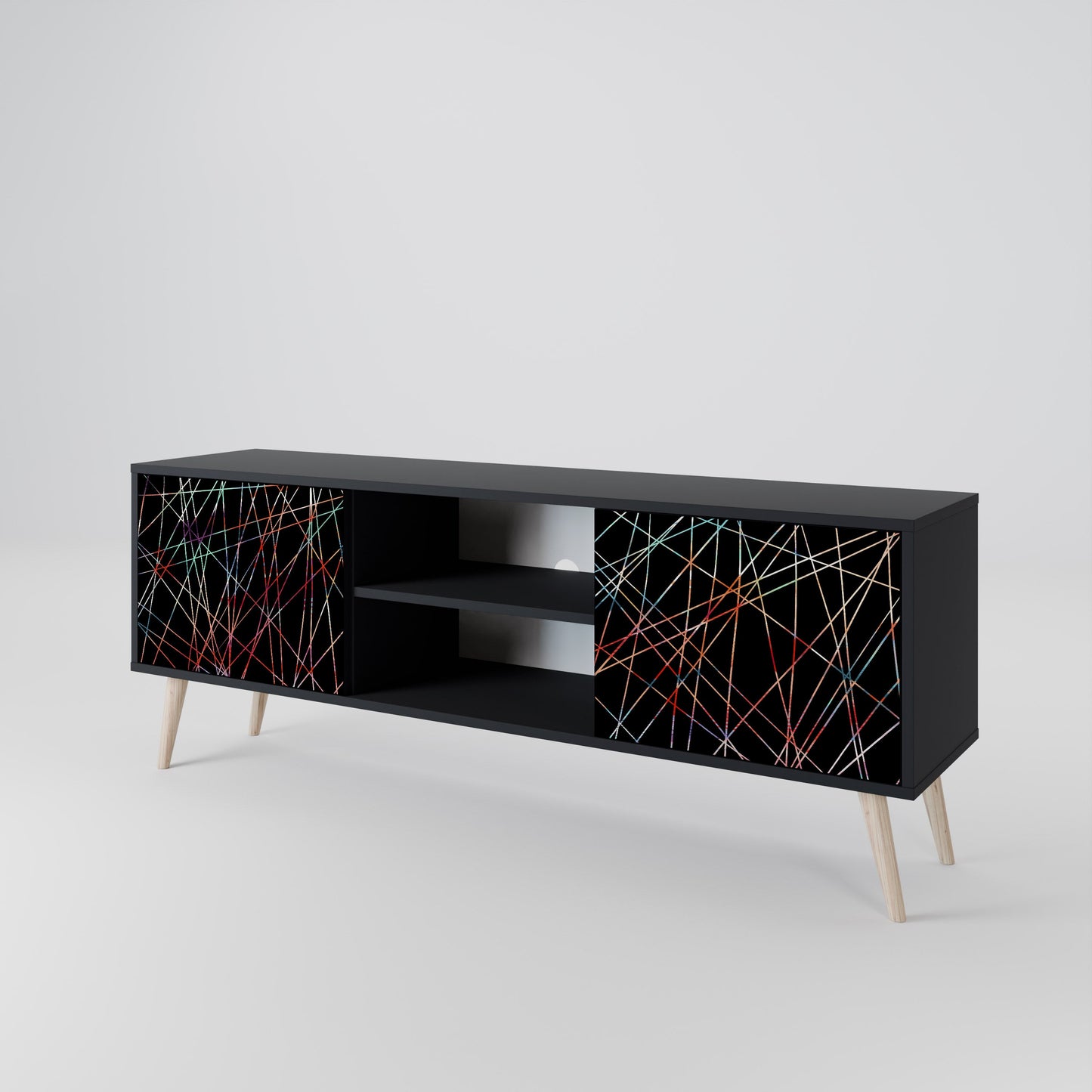 Mobile TV LUMINOUS SNARE a 2 ante con finitura nera