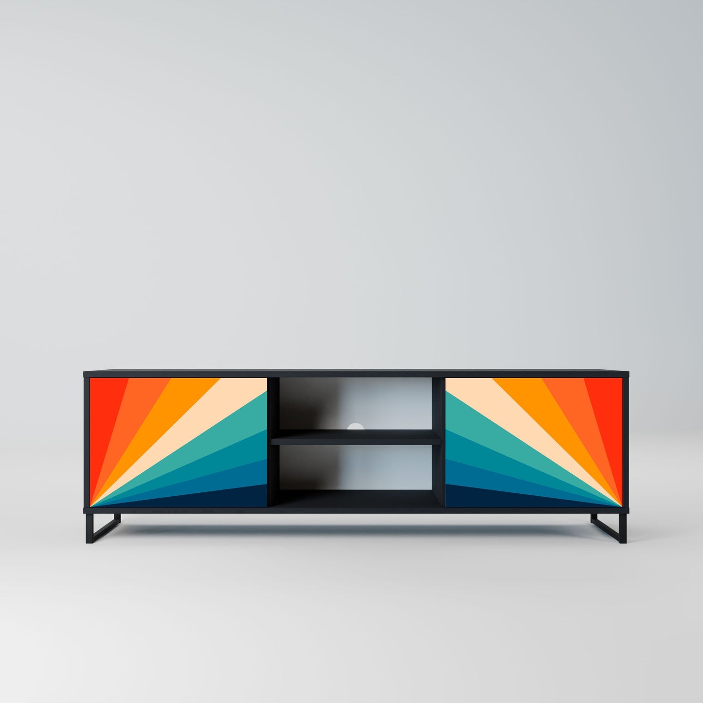 PRISM CONCUSSION 2-Door TV Stand in Black Finish